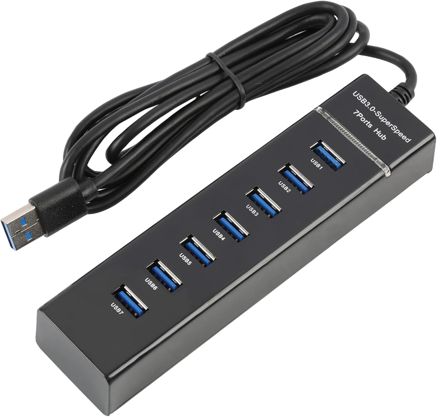 Hub USB 7 Ports 3.0 5Gbps, Hub USB avec Câble Long 150 cm, Répartiteur Haute Vitesse, Adaptateur Multiport Plug & Play pour PC Bureau, Laptop, Clavier, Souris, Disque Dur, Imprimante