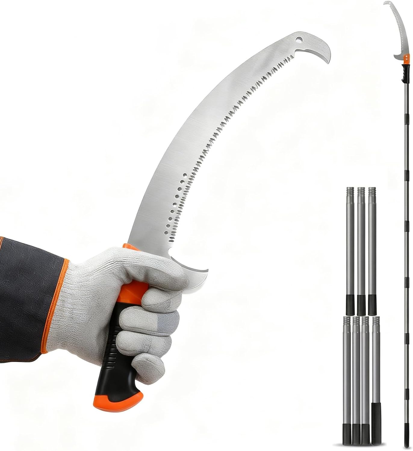 Scie à Élaguer Extensible, 3m Scie sur Perche Manuelle Outil d'Élagage pour Tailler Branches Hautes, Palmiers, Arbustes