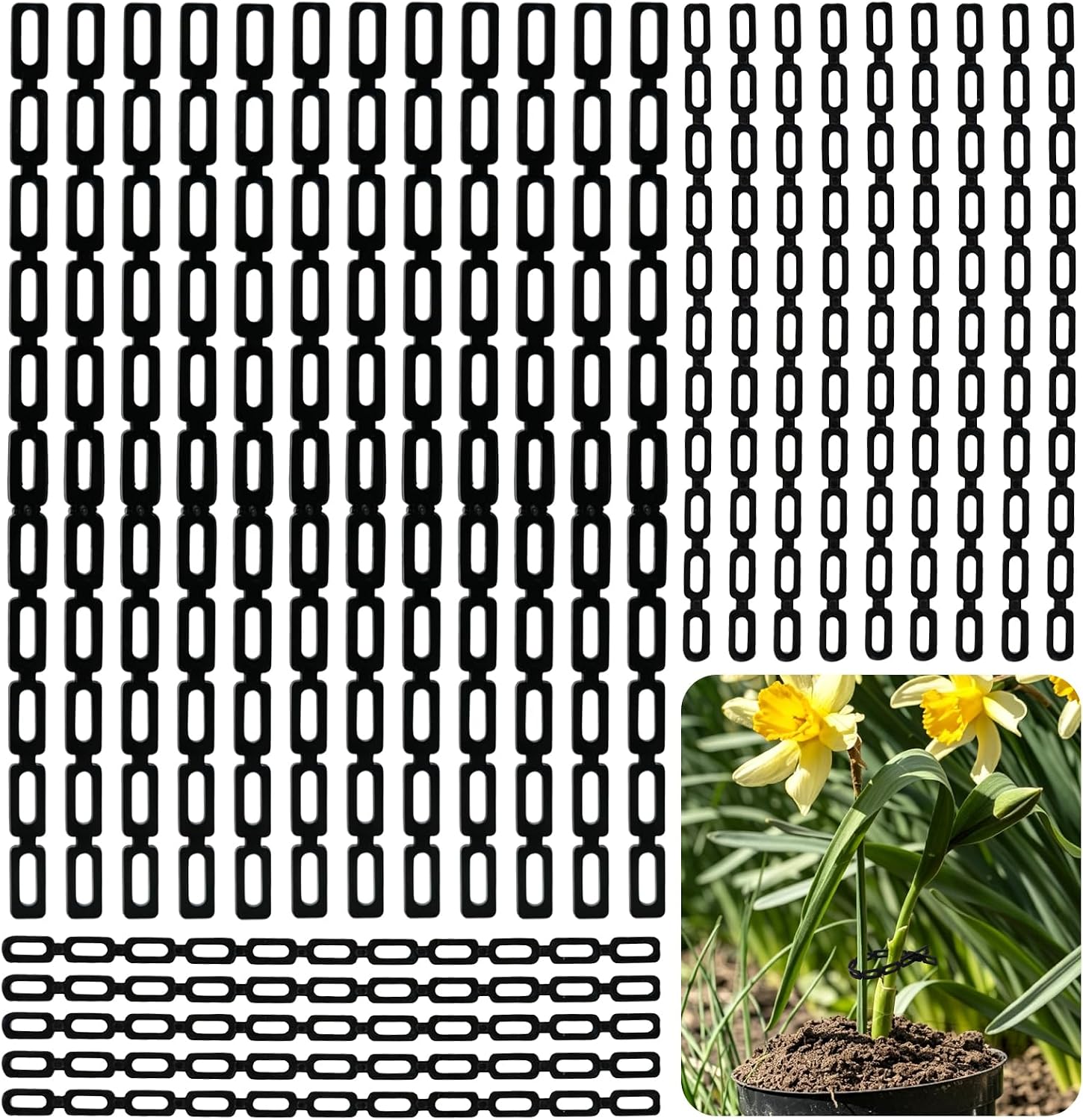 Lot de 100 attaches en plastique réglables pour plantes de jardin