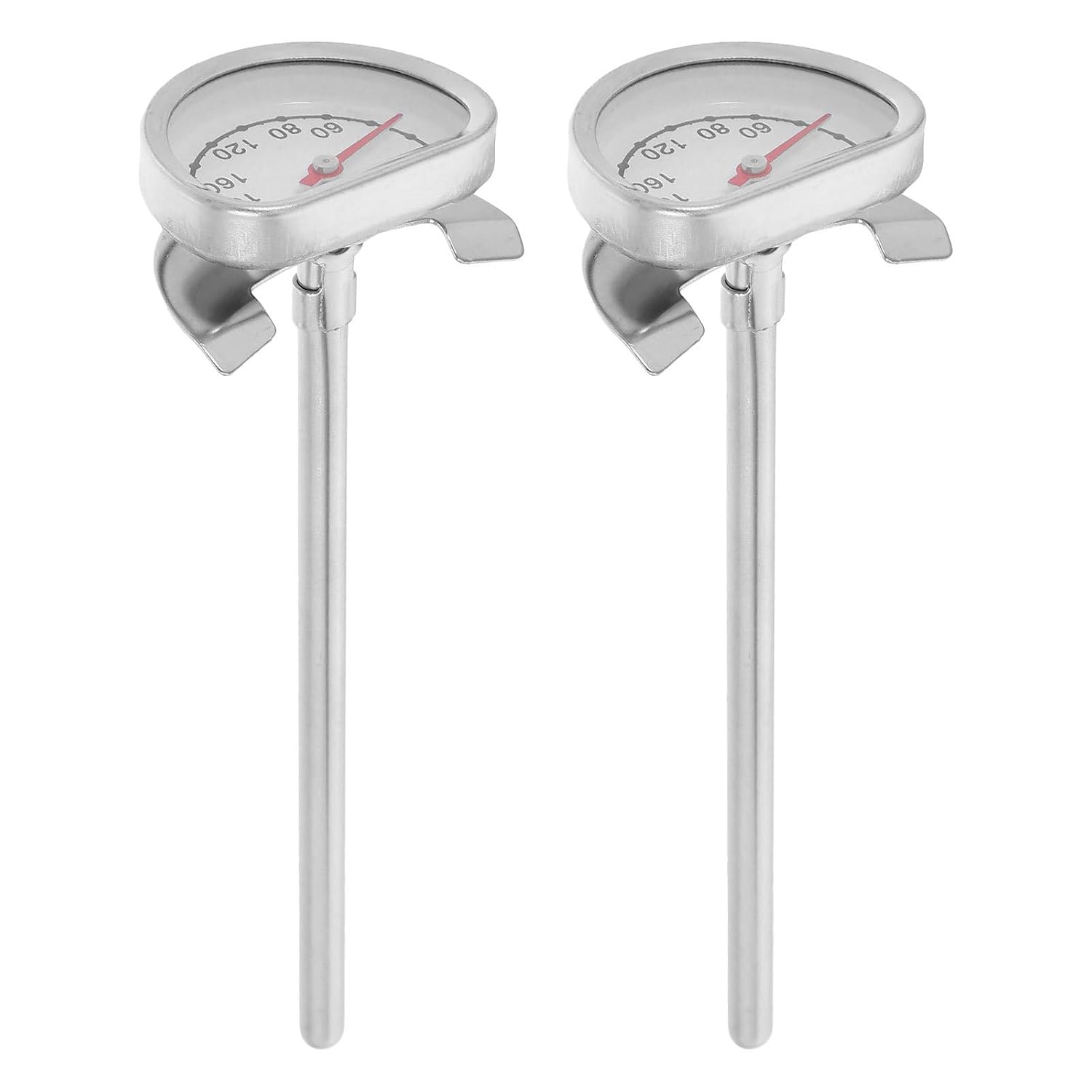 POPETPOP Thermomètre à Huile Chaude pour Friture 2pcs en Acier Inoxydable avec Sonde 10cm et Support Cuisine Professionnelle et Maison, Facile à Nettoyer