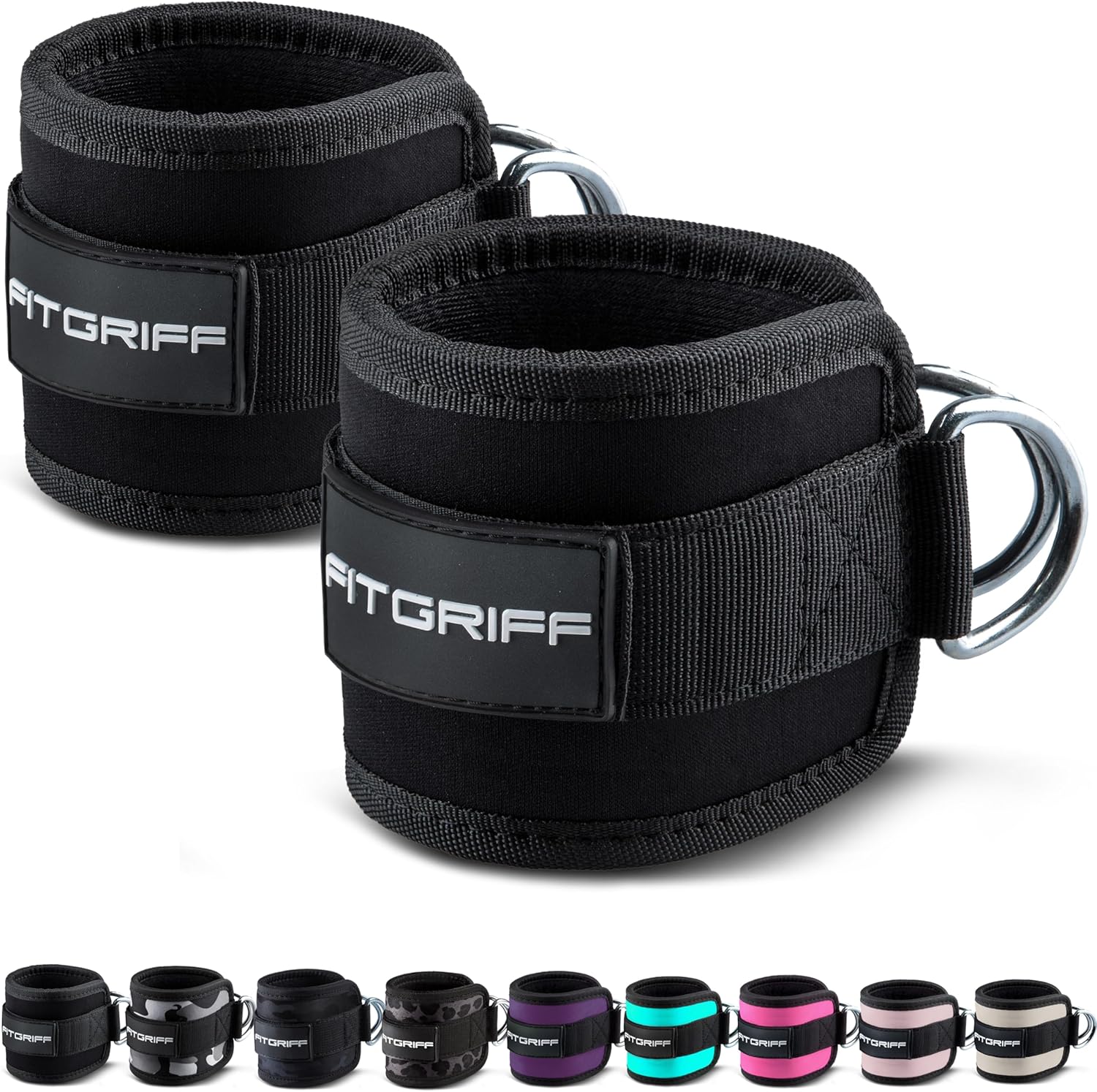 Fitgriff® Sangle Cheville Musculation Poulie V1 - Ankle Straps pour Sport, Kickback, Entraînement des Fessiers - Accessoires de Fitness pour Cable Machines