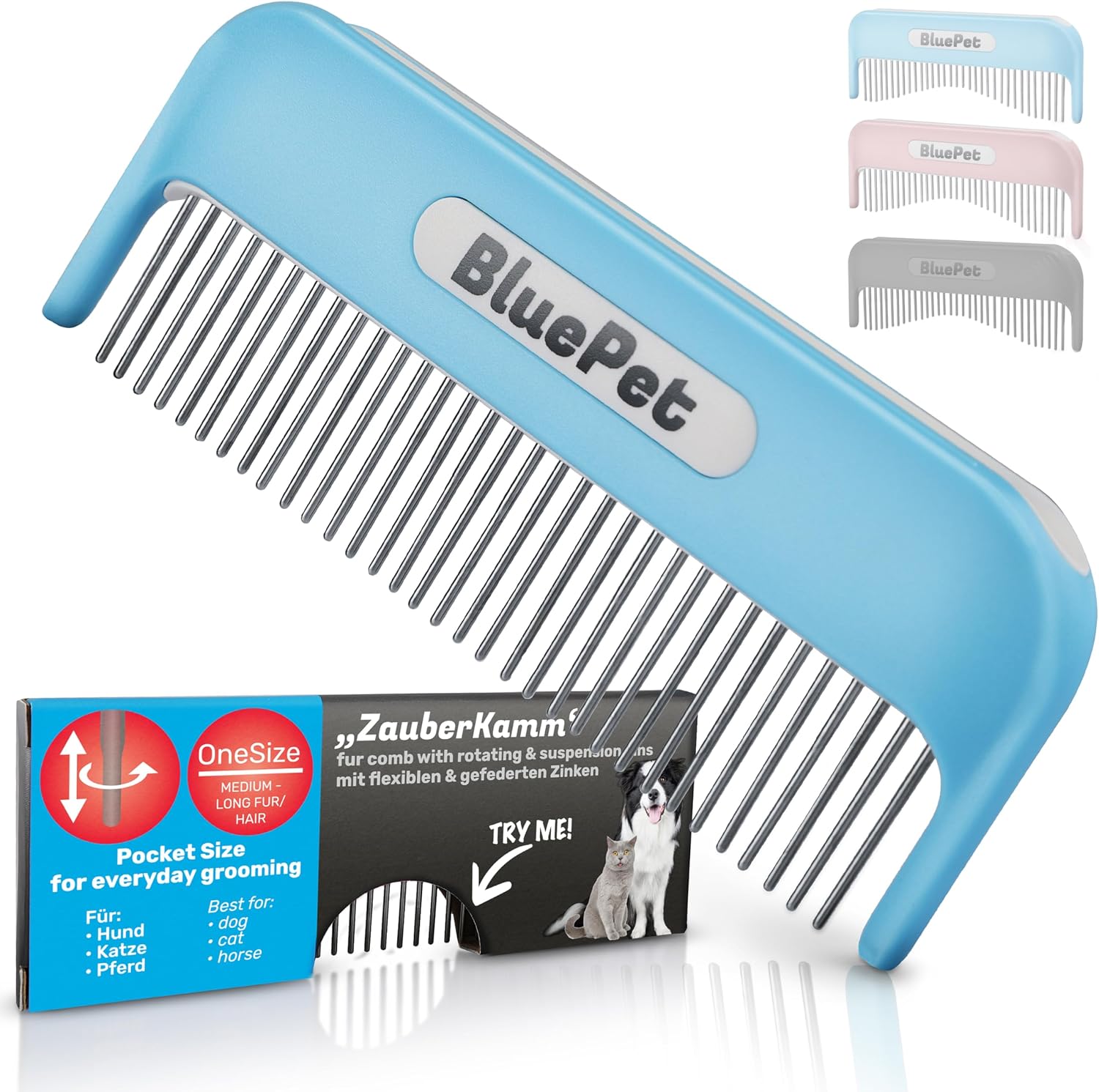 BluePet Peigne Magique Pour Chien & Chat à Poil Long, Peigne Anti Nœuds