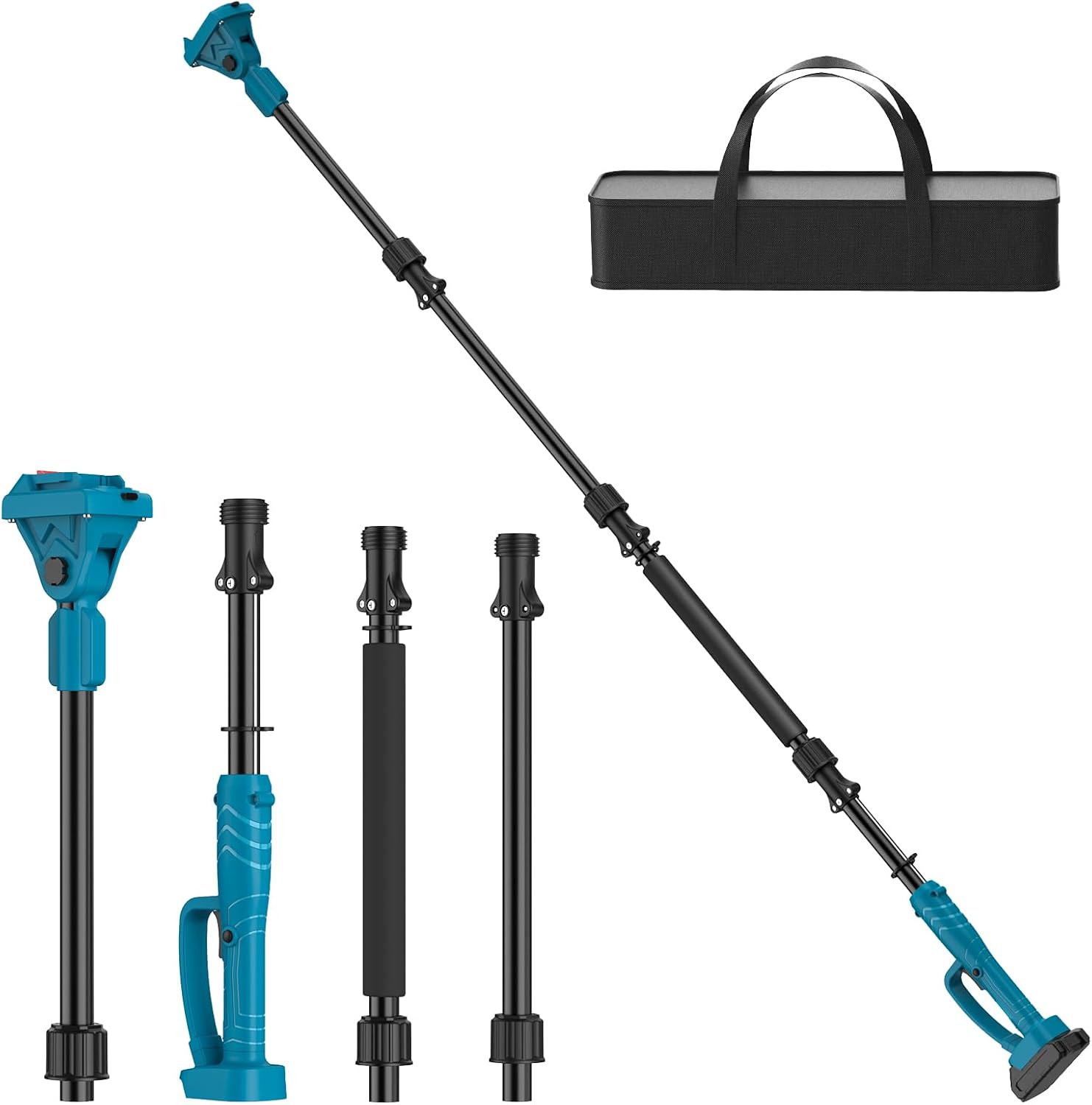Barre télescopique pour sécateur sans fil : rallonge de 2 m pour batterie Makita 18 V, tige en aluminium avec rotation à 180°