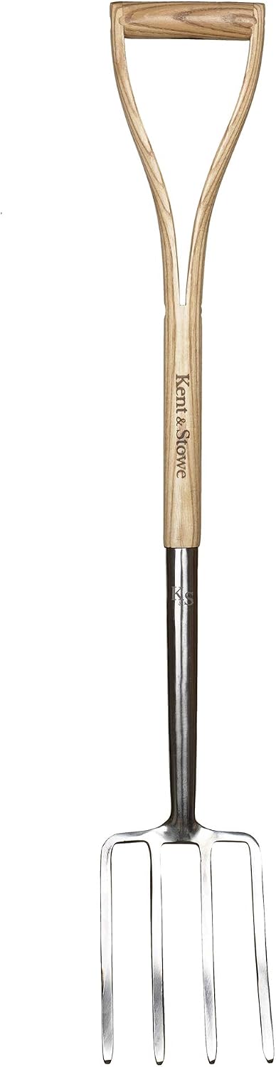 Kent & Stowe Fourche à bêcher pour Enfants – Fourche de Jardin légère en INOX, Petite Fourche à Foin avec Manche en frêne, Longueur : 71 cm