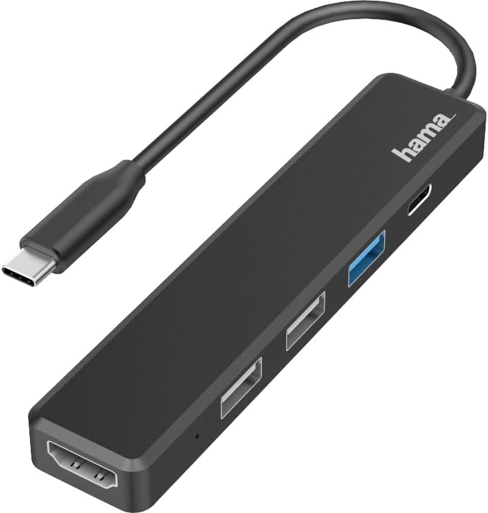 Hama HUB USB C, 5 ports: 1xUSB-C - 3xUSB-A - 1xHDMI, Plug&Play, Noir