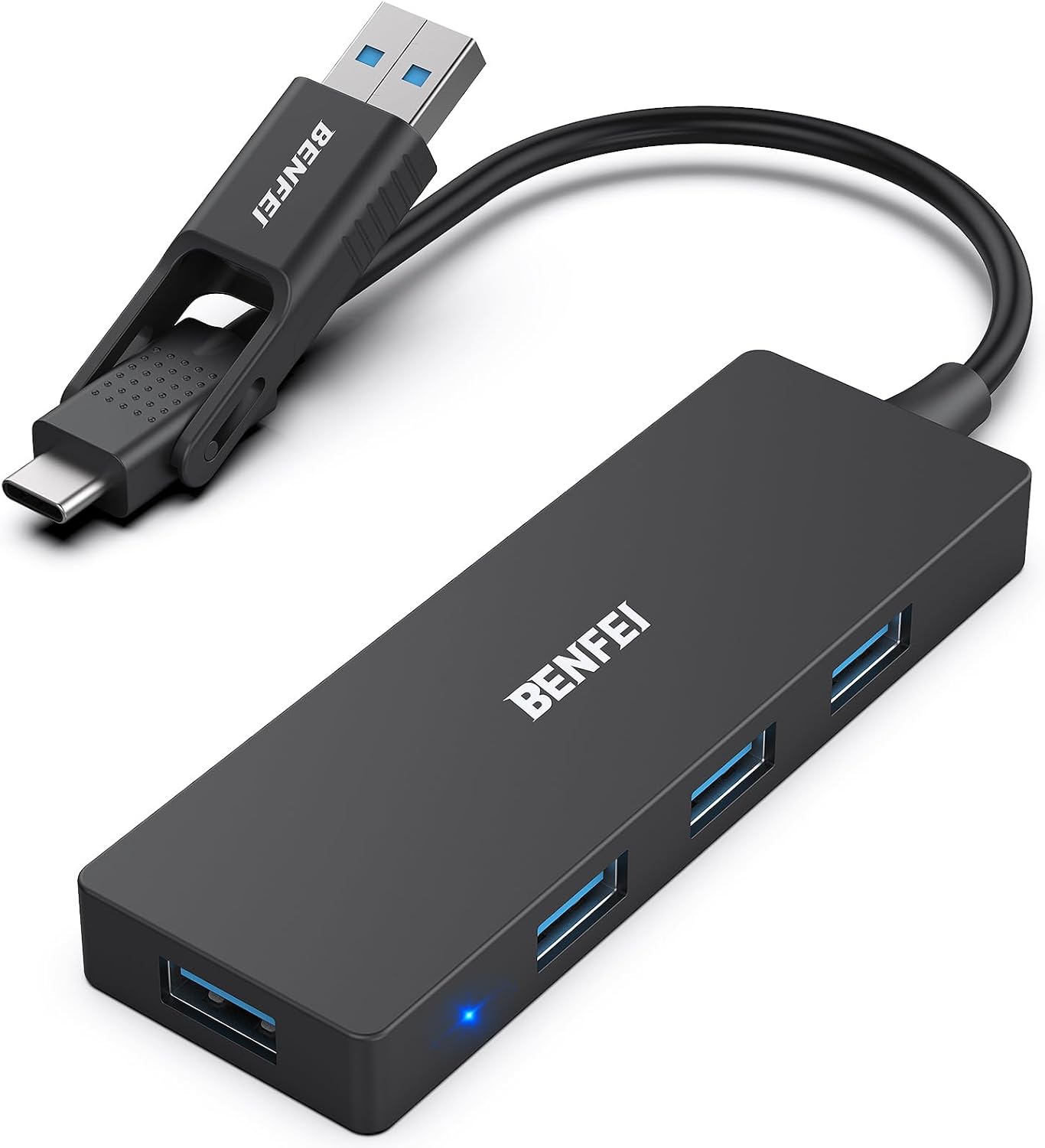 BENFEI Hub USB 3.0, Hub USB Type-A/Type-C 2-en-1 avec 4 Ports USB 3.0 Compatible pour MacBook, Mac Pro, Mac Mini, iMac, Surface Pro, XPS, PC, Clé USB, Disque Dur Mobile