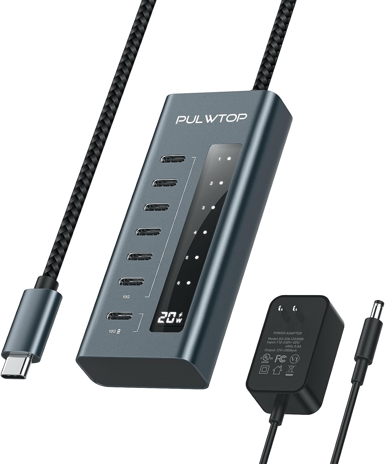 Hub USB C Alimenté pour Ordinateur Portable Transfert de données et Charge