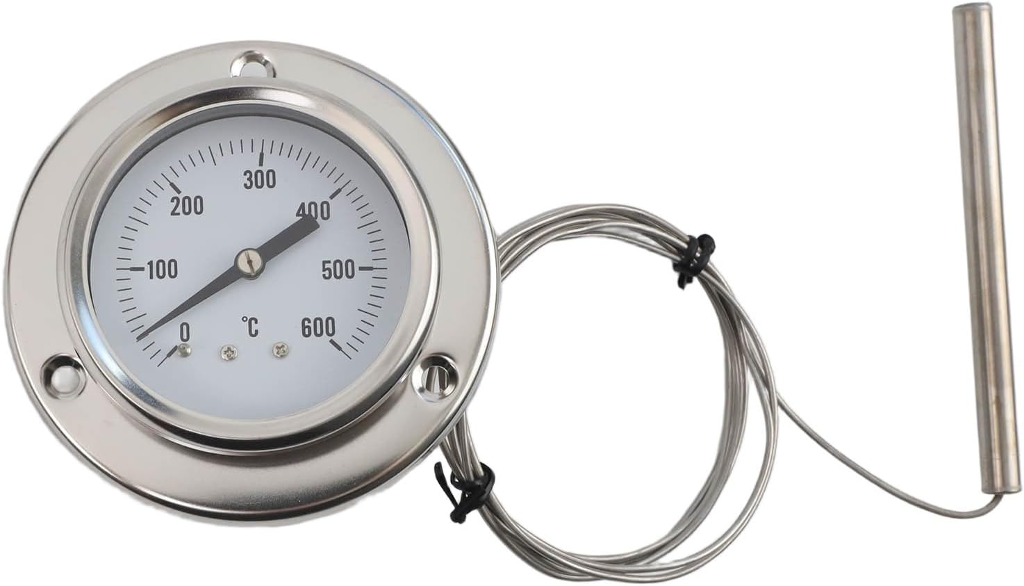 Thermomètre de four en acier inoxydable avec ligne capillaire de 1,5 m et sonde de 100 mm, 0-600 °C pour thermomètre à cadran pour cuisine, fours industriels et chaudières