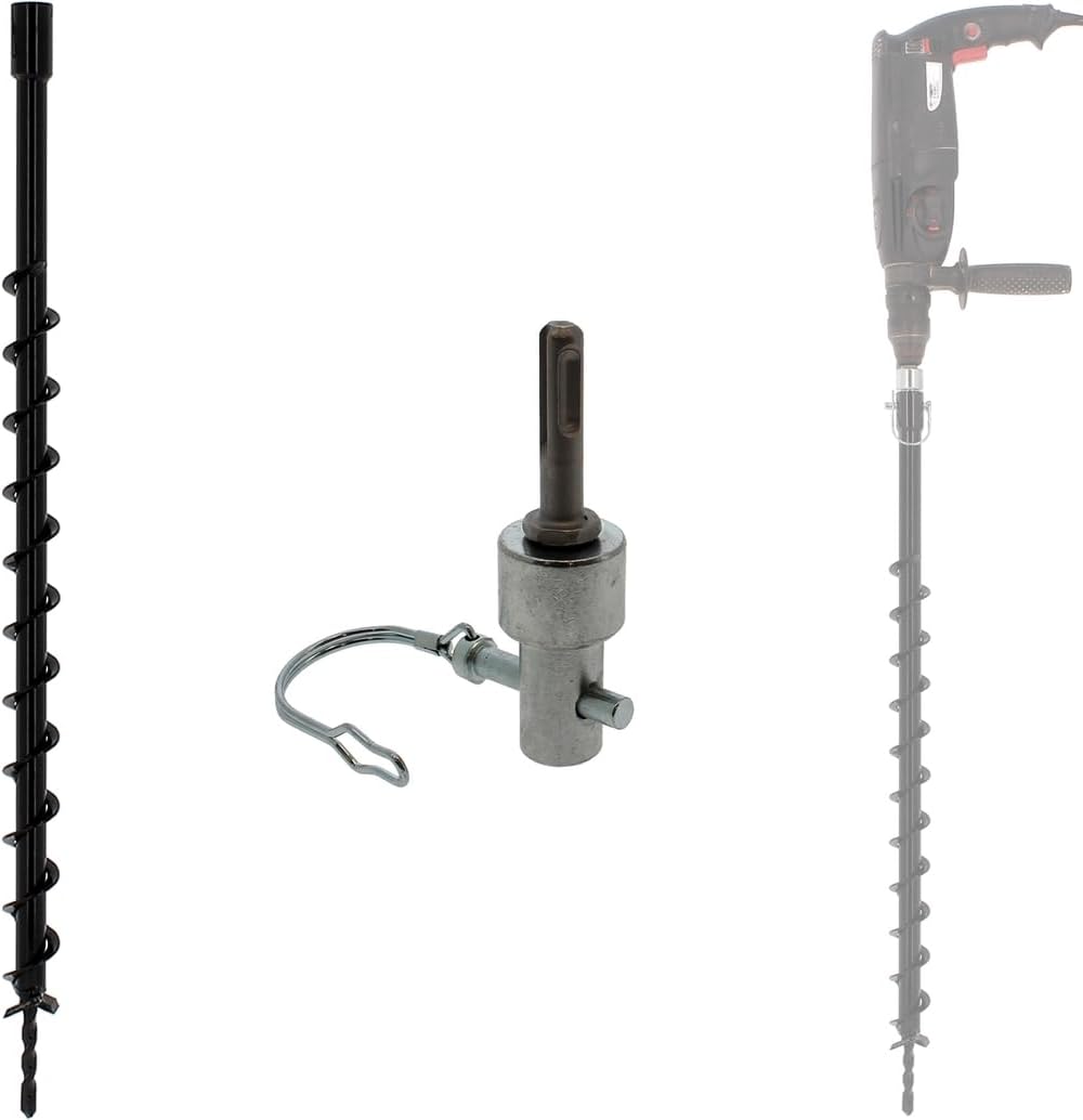 Mèche de tarière Ø 40 mm avec adaptateur perceuse et perforateur SDS-plus