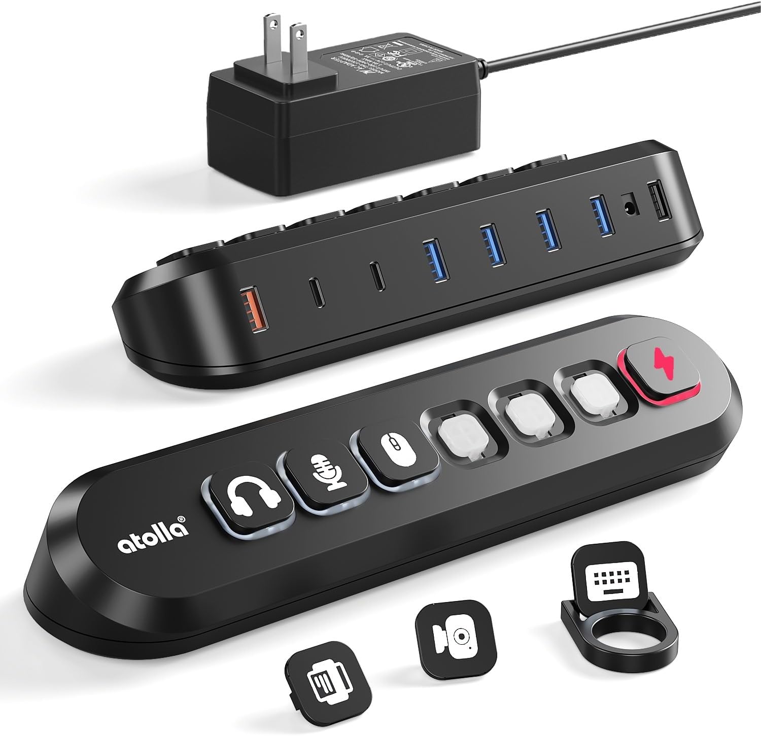 atolla Hub USB alimenté par 7 ports, 4 ports USB-A 3.0 + 2 USB-C 3.0 + 1