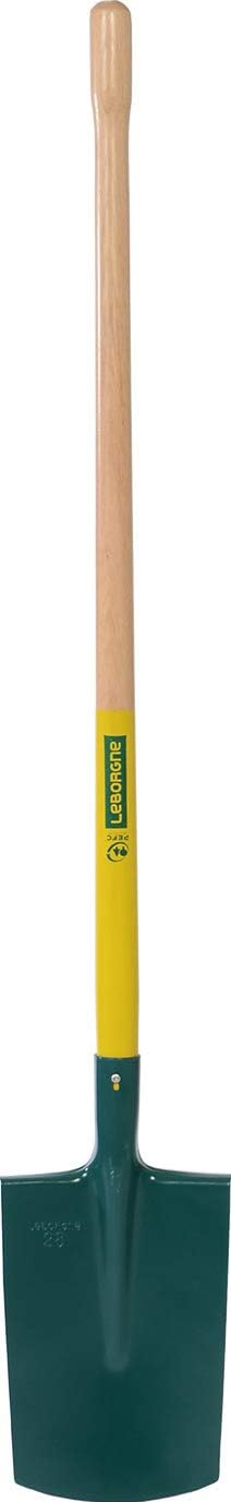 Leborgne, Bêche à rebord manche novagrip pomme 100 cm, Tête Acier Trempé, Bord Arrondi, Repose-Pieds, Douille robuste, Conseillées pour les sols légers ou peu collants, sans cailloux