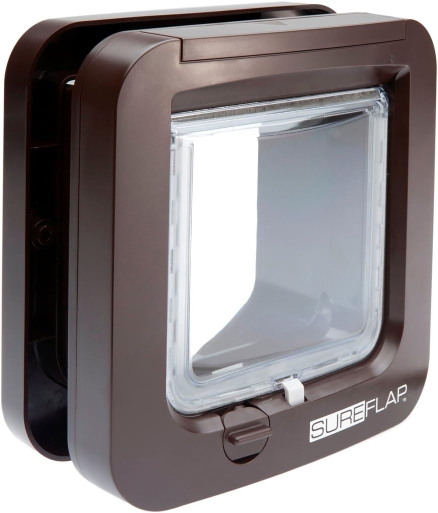 Sure PetCare SureFlap Chatière à Puce électronique SureFlap, Compatible avec médaillon d'identification par radiofréquence et avec Les puces électroniques, pour Portes, fenêtres et Murs, Marron,