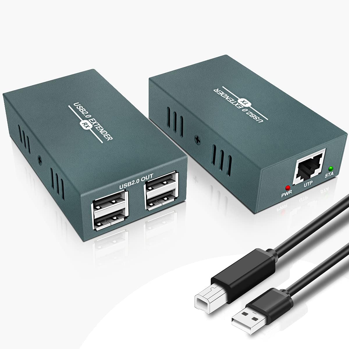Extendeur USB 2.0 sur Ethernet RJ45, USB Extender Cat 5e/6/7 jusqu'à 50M