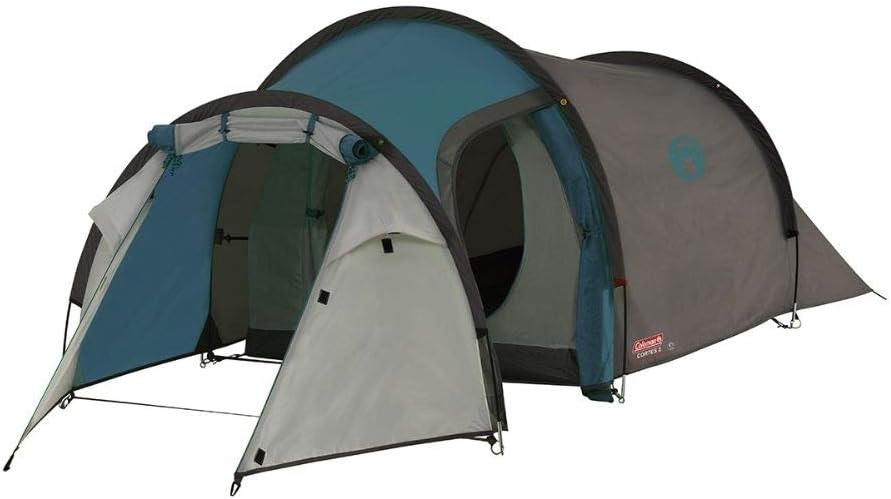 Coleman Tente Cortes, Tente de Camping 2 Places, Tente Tunnel, 100% Imperméable, à Tapis de Sol Cousu