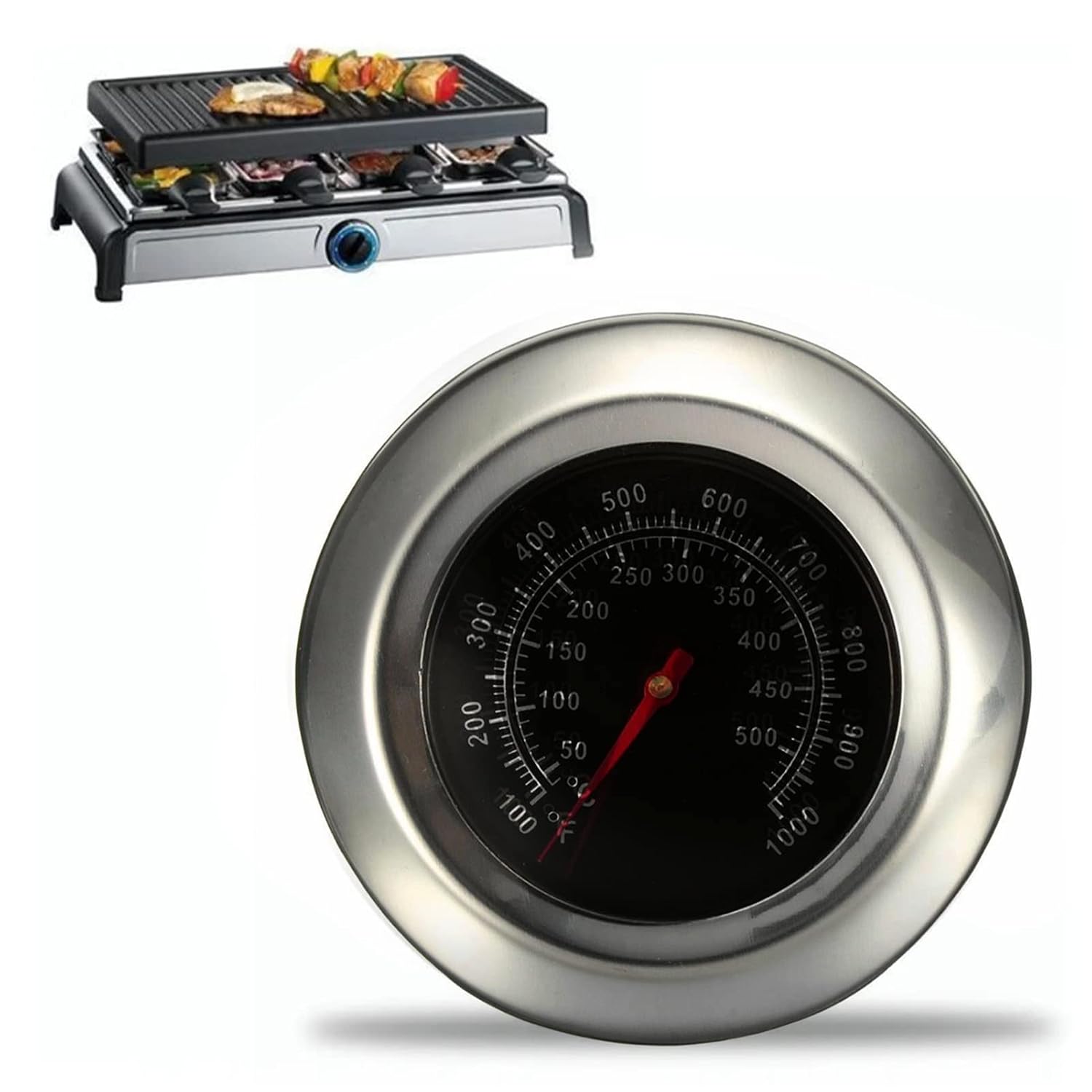 Aramox Thermomètre à Four et Viande, Acier Inoxydable, Portable, 50-500°C, 100-1000°F, pour Cuisine et Barbecue