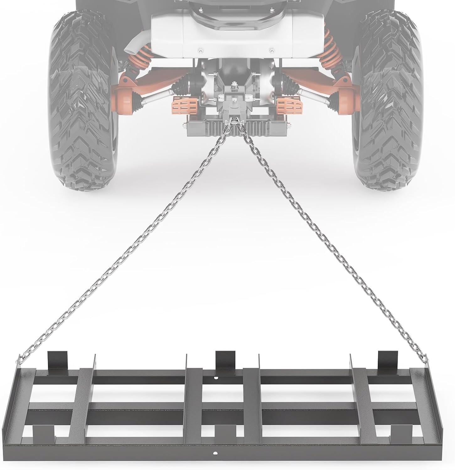 Garvee Herse Traînée en Acier Renforcé Outil De Nivellement Polyvalent, Râteau Égaliseur Réglable pour Pelouse Et Allée, Compatible ATV, UTV, Tracteur Et Tondeuse