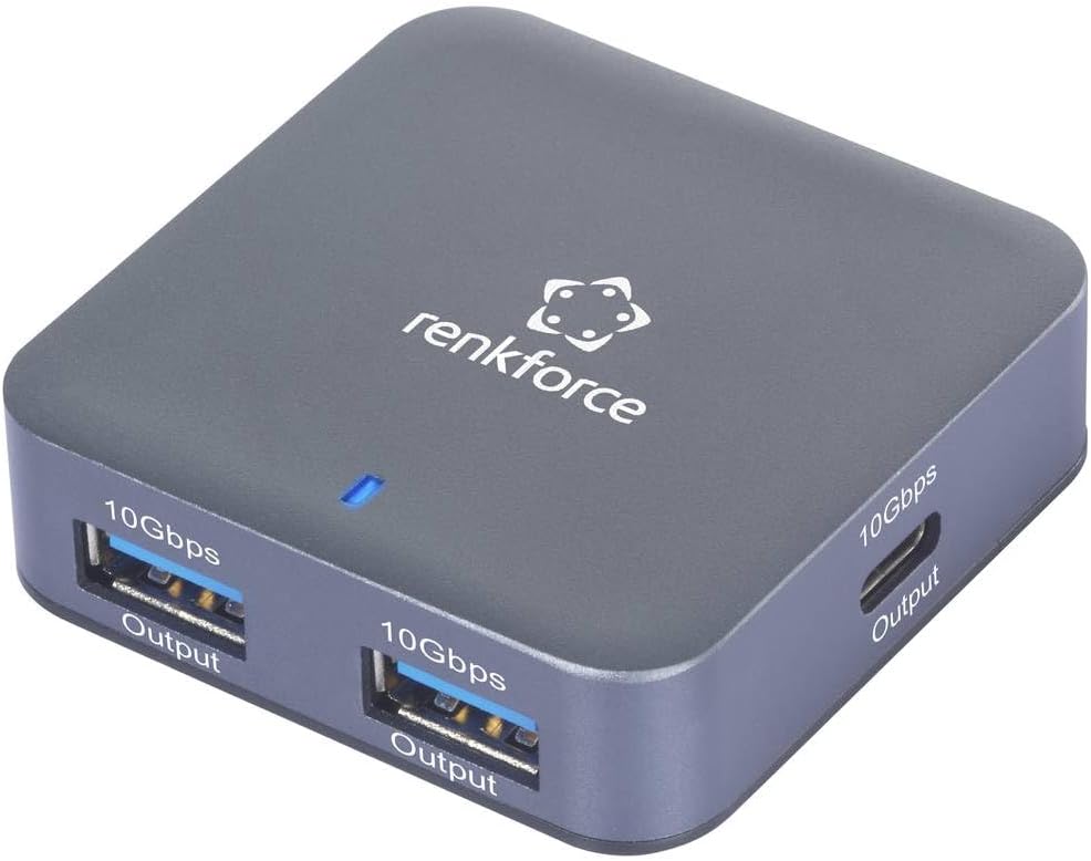 Renkforce RF-6416462 Hub USB 2+2 ports USB-A, USB-C® USB 3.2 Gen2 10 Gbit/s avec boîtier en aluminium, avec connecteur USB-C® en aluminium