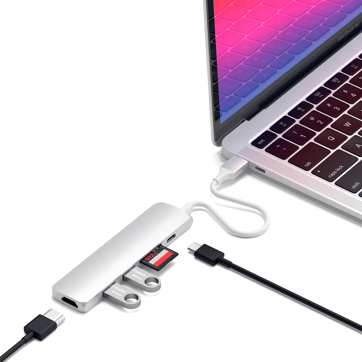 SATECHI Hub USB C 6 en 1 Slim Plus, PD 100W, HDMI 4K@60Hz, Noir