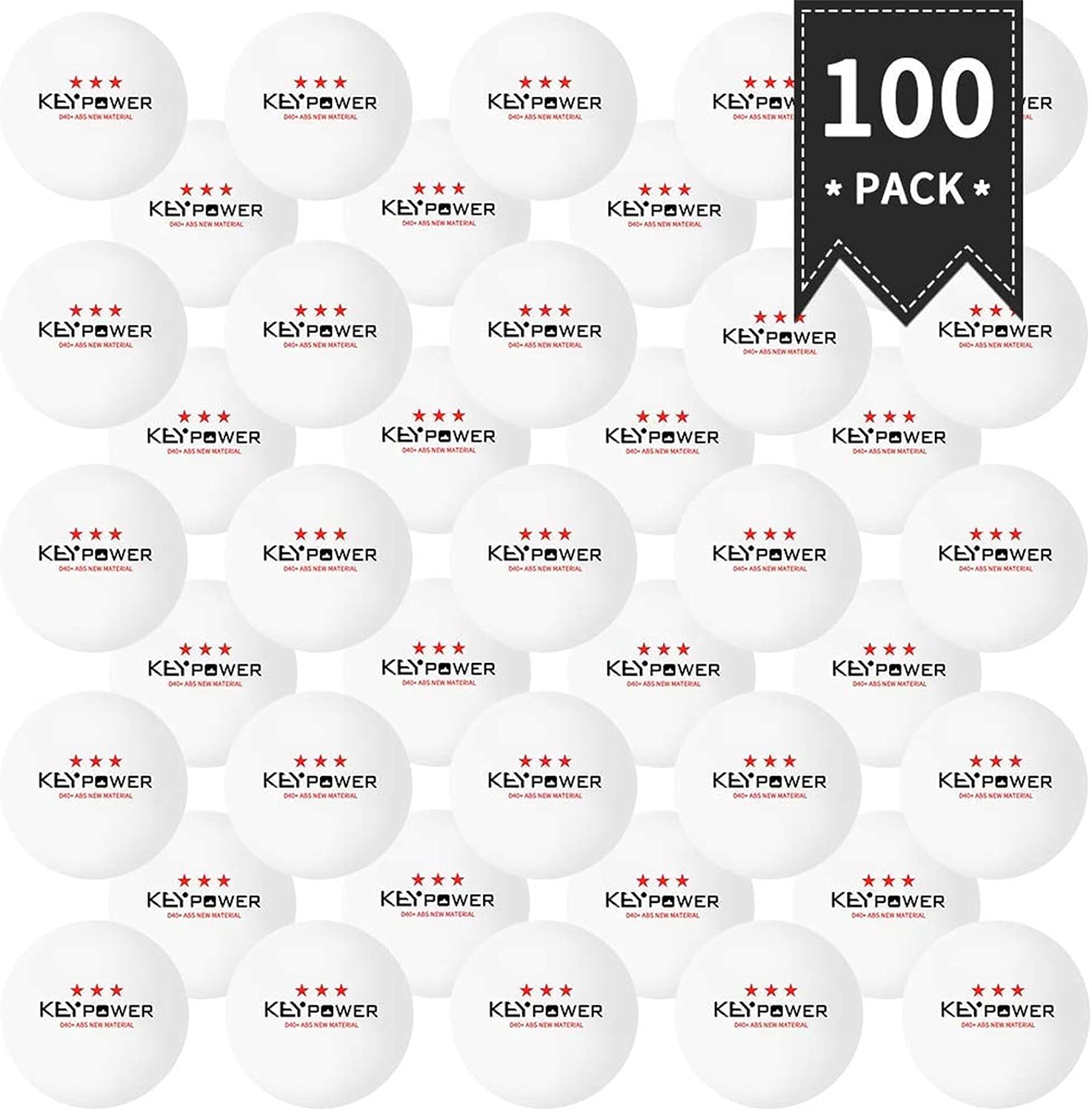 ENG Lot de 100Pcs Ping-Pong Balles de Tennis de Table en résine ABS 40 mm 3 étoiles pour Exercices, Entraînements, Club de Tennis de Table, Amateurs, Adultes et Enfants Jeux