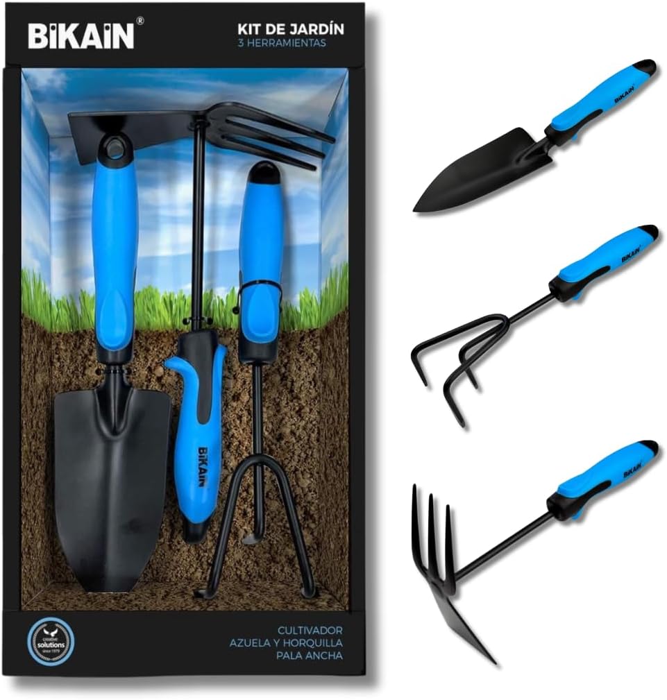 BIKAIN Kit pour Potager avec Pelle, Fourchette et Cultivateur - KIT2