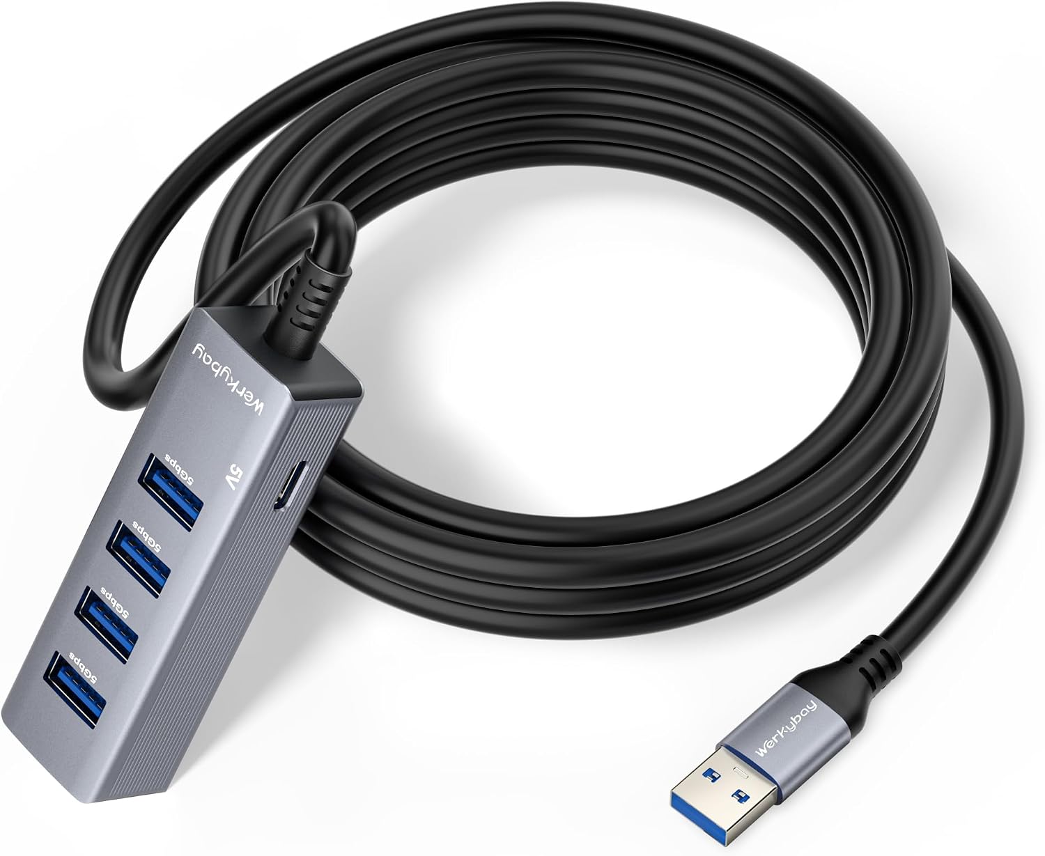 Hub USB 3.0 à 4 Ports, Répartiteur USB 5Gbps avec Câble d'extension de 5m
