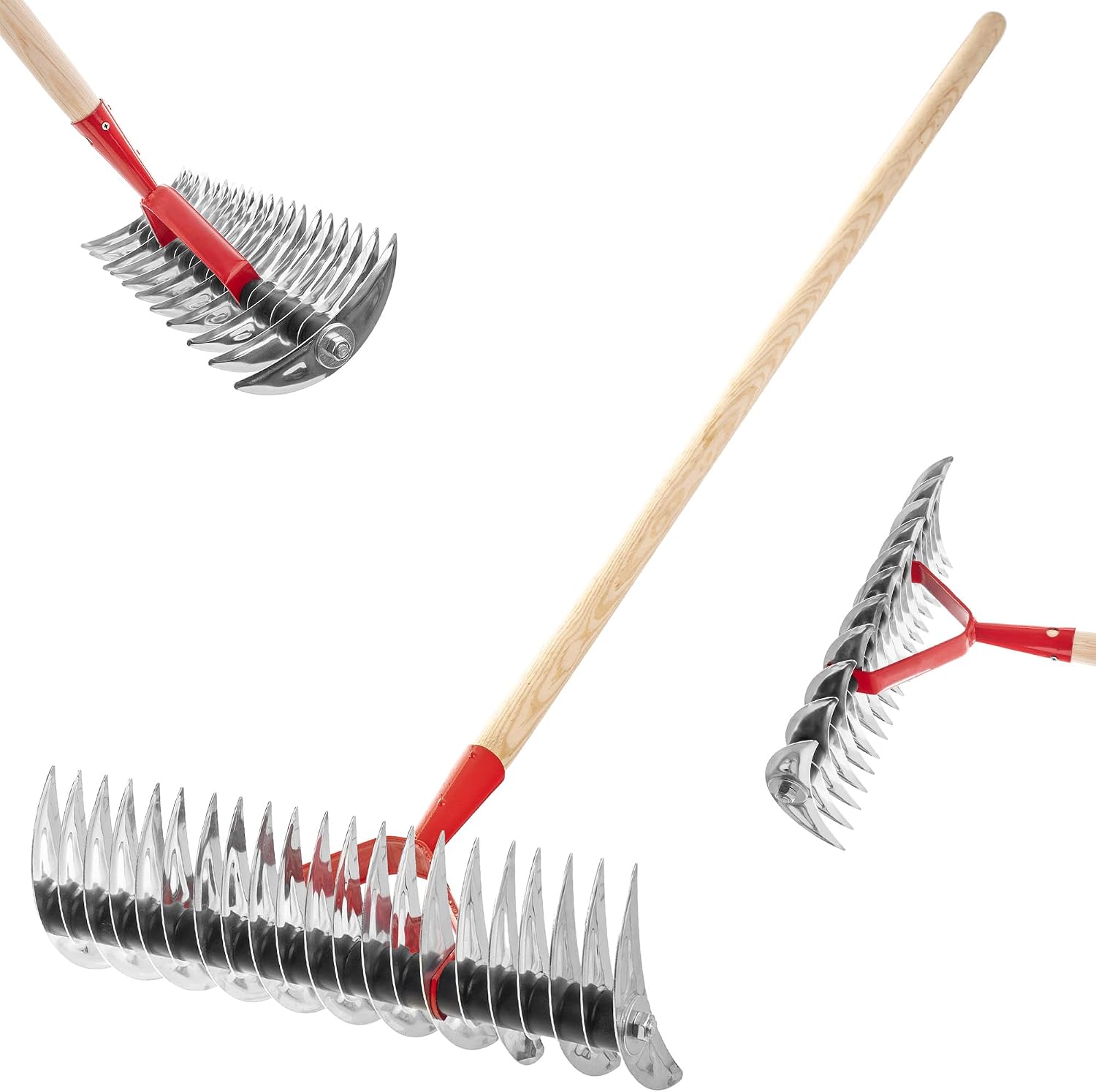 KADAX Aérateur de Gazon, scarificateur Manuel pour Jardin, pelouse, Mousse, Accessoires de Jardin en métal, râteau de Coupe, cultivateur, aérateur de Gazon, scarificateur (Double Face, avec Manche)