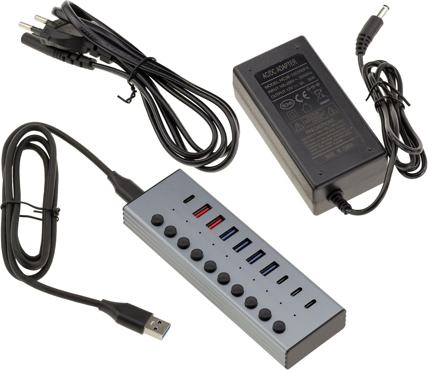 KALEA-INFORMATIQUE Hub USB3 Aluminium 10 Ports avec Quick Charge