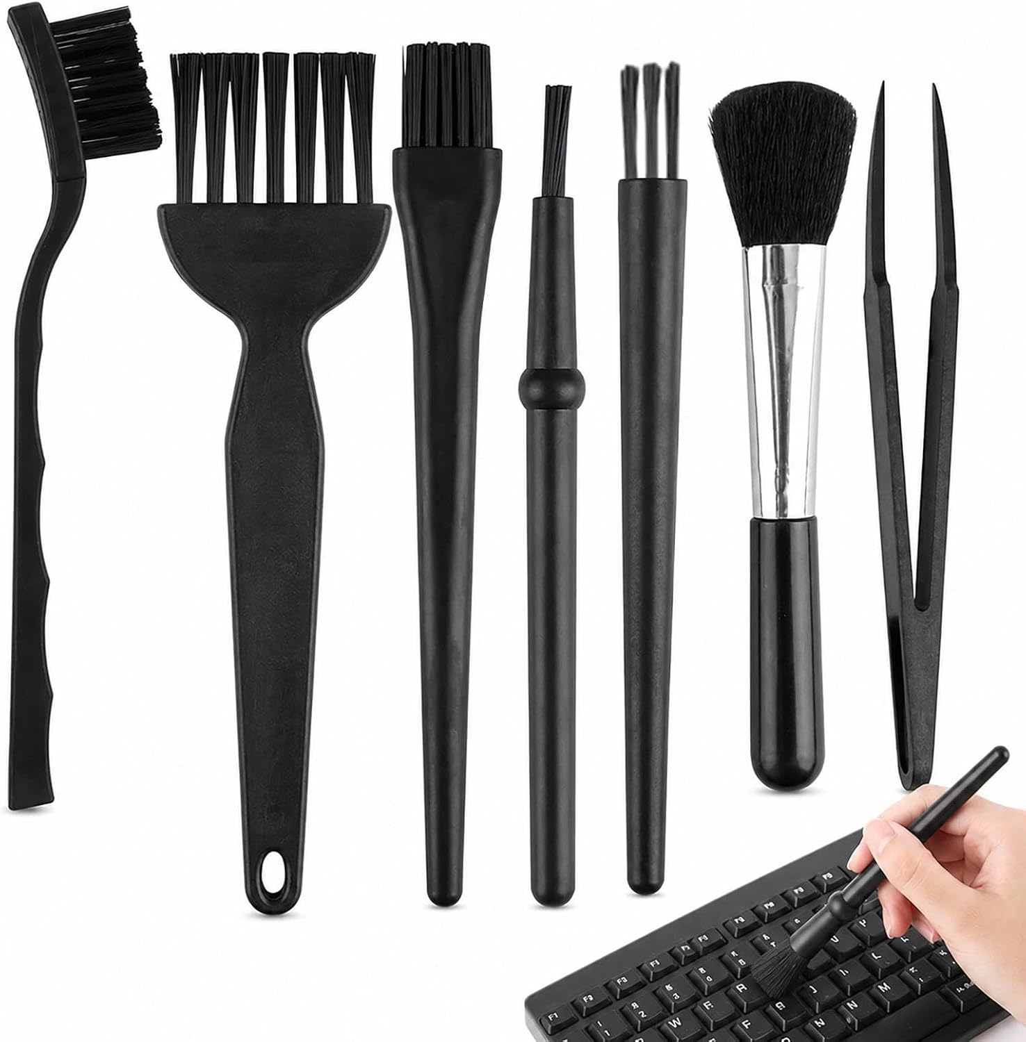 Lot de 7 brosses de nettoyage antistatiques ESD pour clavier, ordinateur portable, PC, carte mère, appareil photo, téléphone portable, tablette, appareils électroniques de bureau