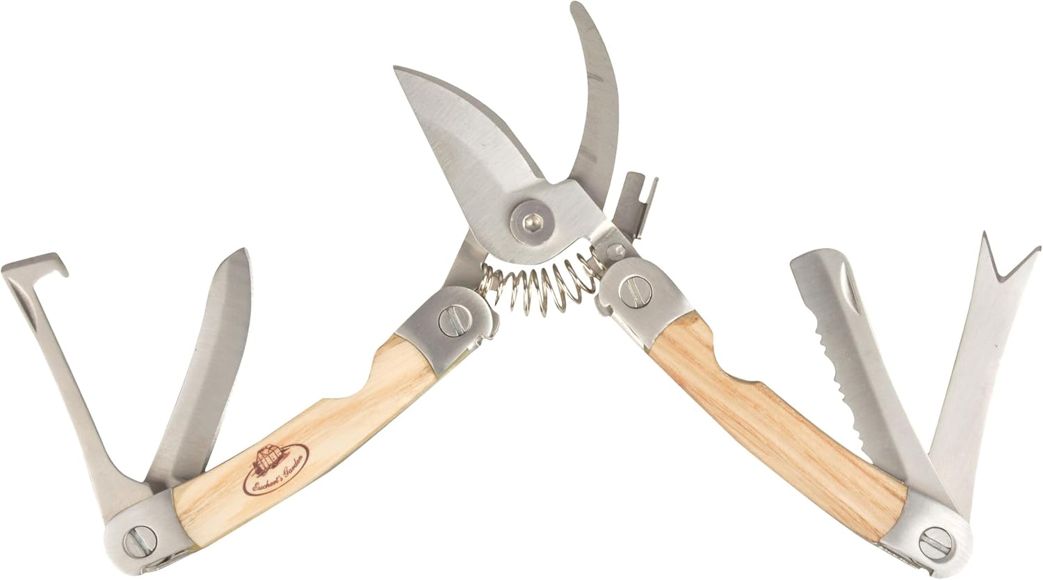Esschert Design RFS Outil de Jardinage Multifonction en Acier Inoxydable, Bois de frêne et Cuir 7,4 x 2,3 x 14,9 cm
