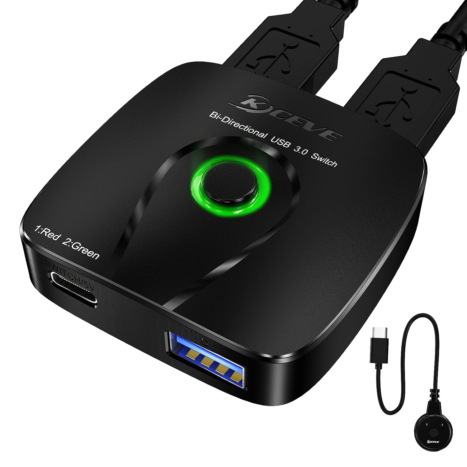KVM Switch 2 PC 2 moniteurs DP HDMI, USB 3.0 Dual Monitor KVM Switch DisplayPort HDMI Partager 4 ports USB 3.0 Souris clavier, 4K @ 60Hz, Wired Remote(4K DP HD 2 in 2 out KVM)