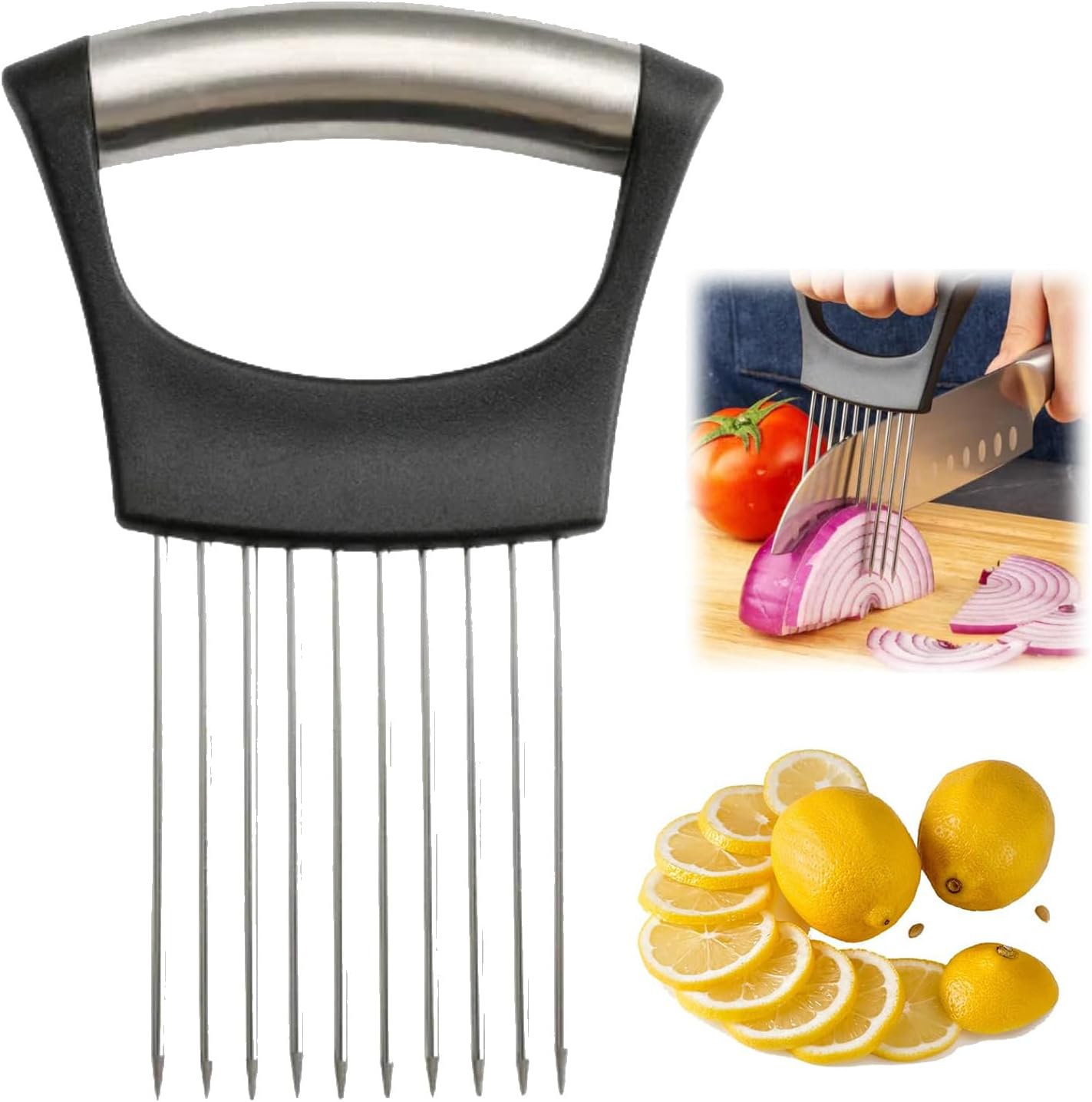 Porte-oignons en acier inoxydable, nouveau porte-oignons à trancher, coupe-citron, coupe-légumes, hachoir à pommes de terre, tomates, viande, oignons - Ustensiles de cuisine (1)
