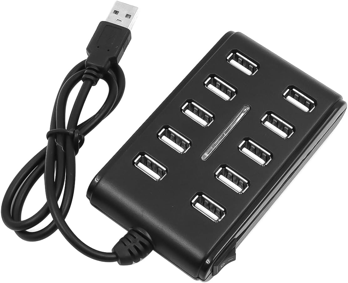 Namvo Station d'accueil USB2.0 HUB Hub USB 10 Ports avec commutateur pour périphérique d'interface PC Portable