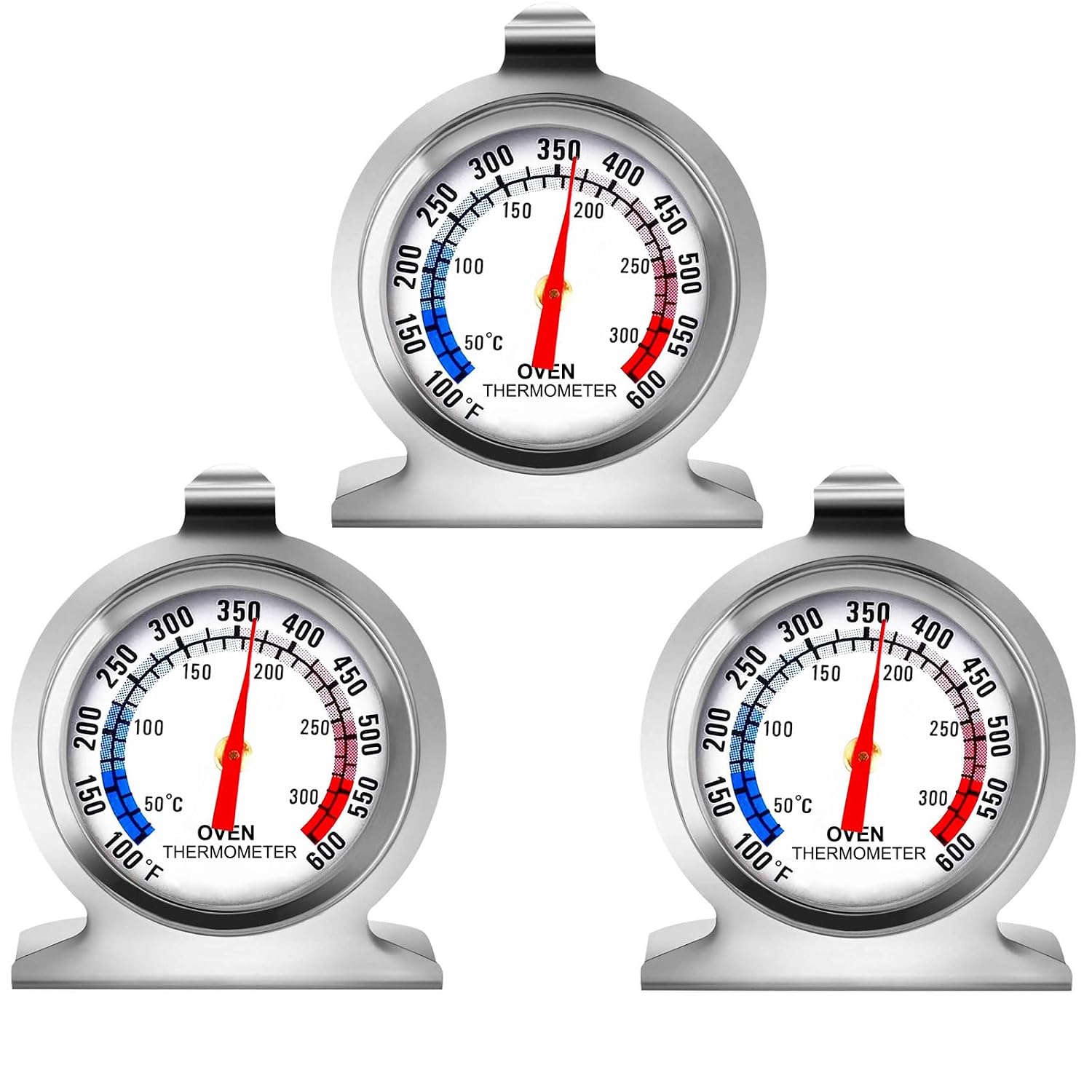Thermomètre de four 50-300 °C/100-600 °F Thermomètre de four pour four, barbecue, friteuse, fumoir Thermomètre analogique à lecture instantanée en acier inoxydable pour cuisine (1)
