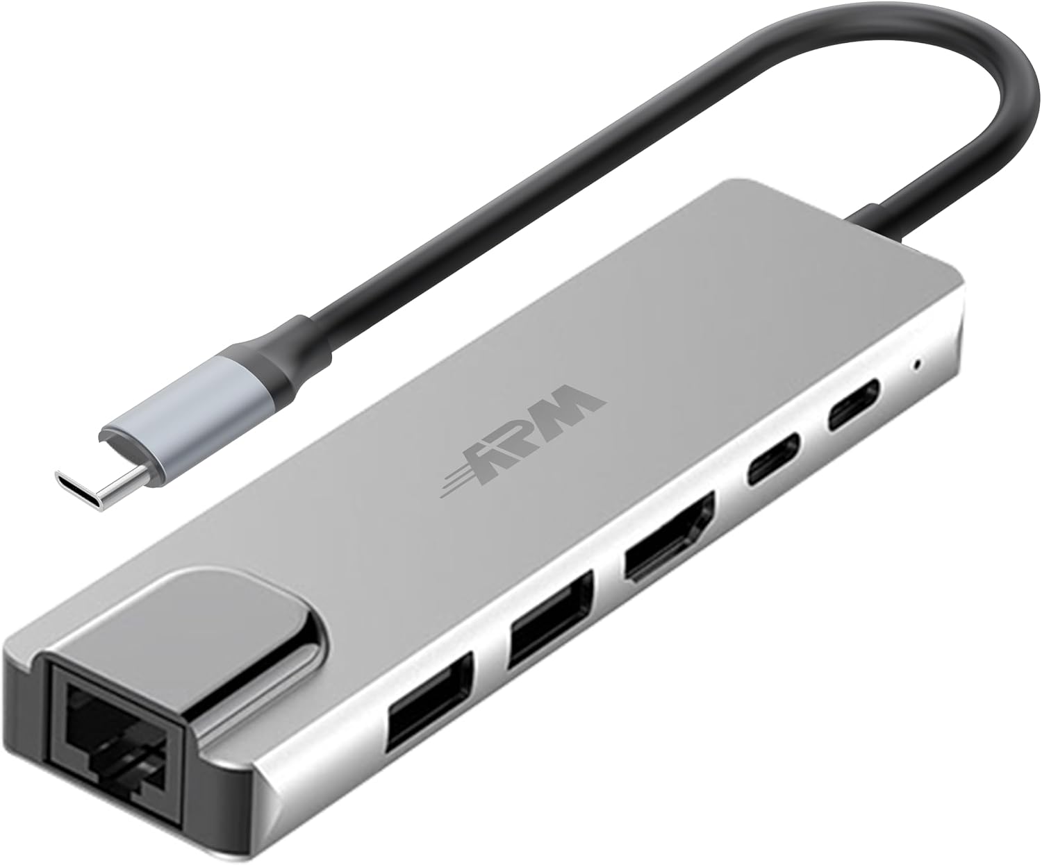 APM Hub USB C, 6 en 1, HDMI 4K, RJ45 Ethernet Gigabit, Adaptateur USB Type-C vers USB 3.0 et USB C PD Charge 100W, Compatible avec Windows MacOS Linux ChromeOS PC XPS MacBook Chromebook, 570518