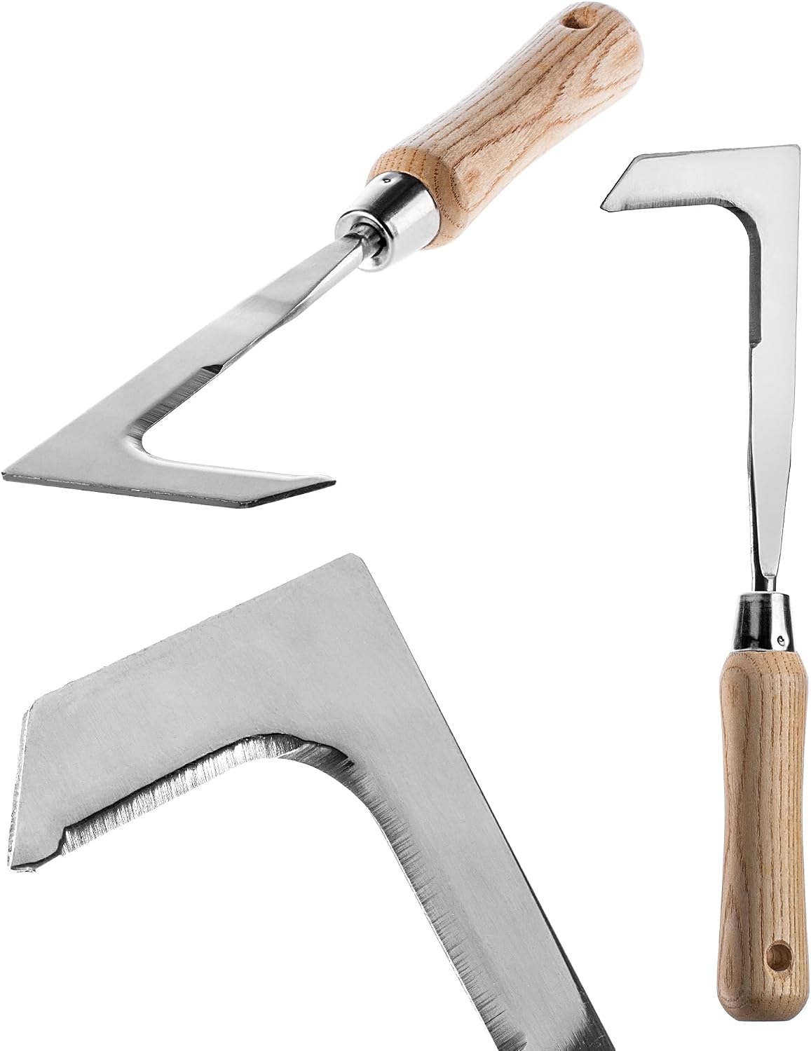 KADAX Gratte-Herbe, Gratte-Fente en Acier Inoxydable, Couteau à désherber avec Manche en Bois Ergonomique, grattoir de Joint Multifonctionnel, désherbeur pour Jardin (29,5x8 cm)