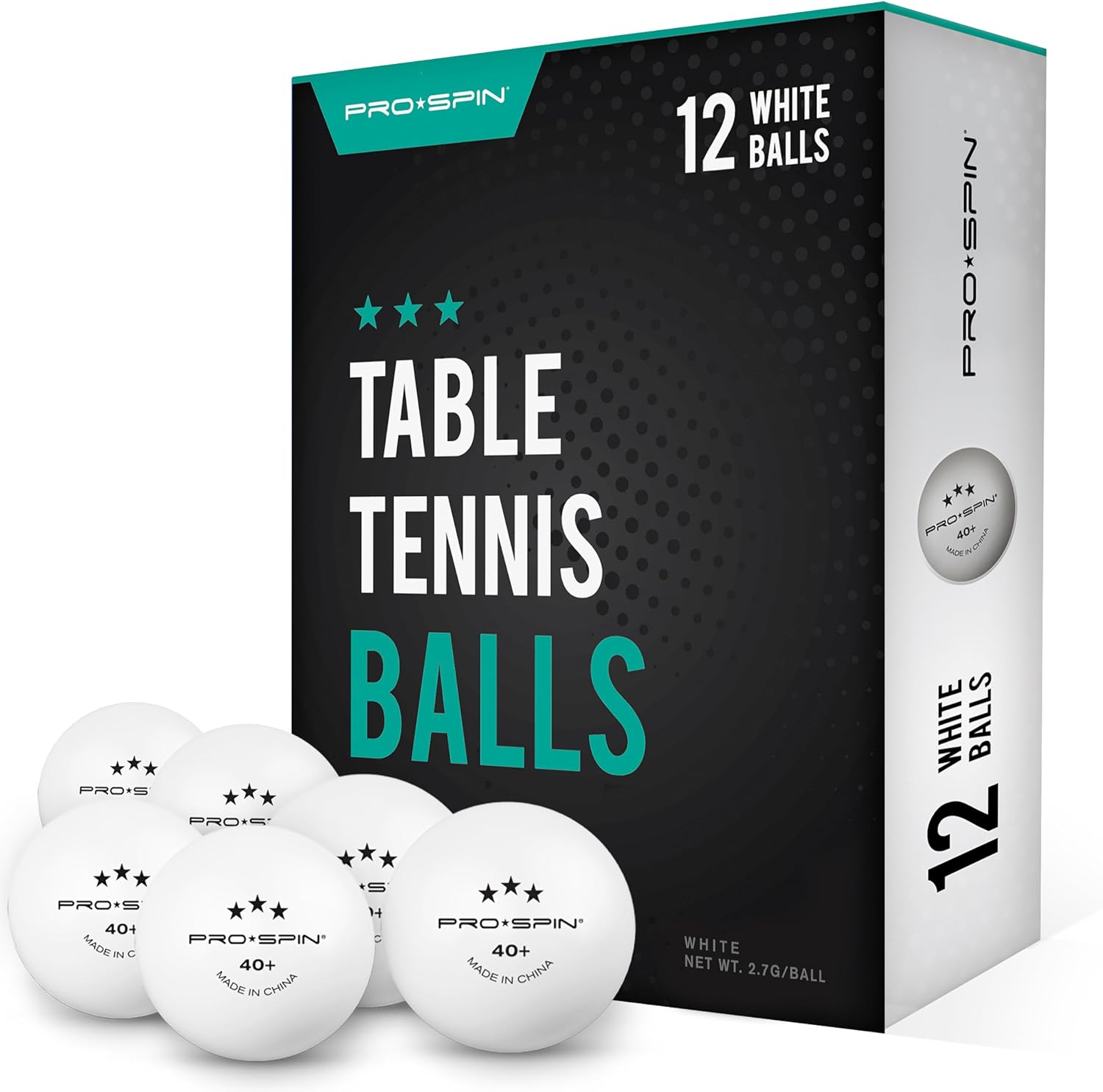 PRO-SPIN Balles de Ping-Pong – 3 étoiles, approuvées ITTF | Balles en ABS 40+ de Haute qualité pour Tennis de Table Professionnel, pour Jeu en intérieur et en extérieur