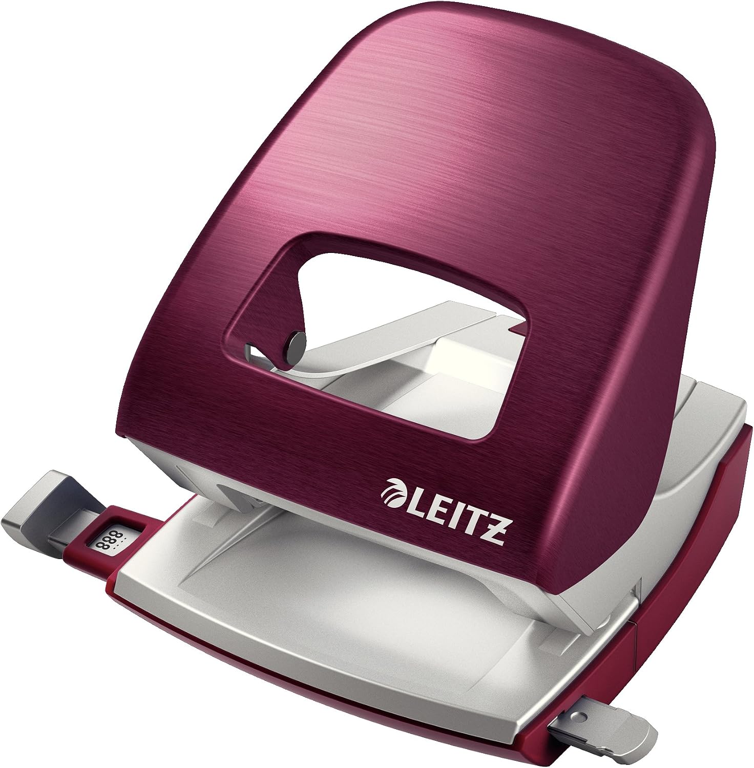 Leitz Perforatrice Sans Effort, Capacité 30 Feuilles, Noir satin, Métal, Réglette de Guidage avec Repères, Style, 50060094