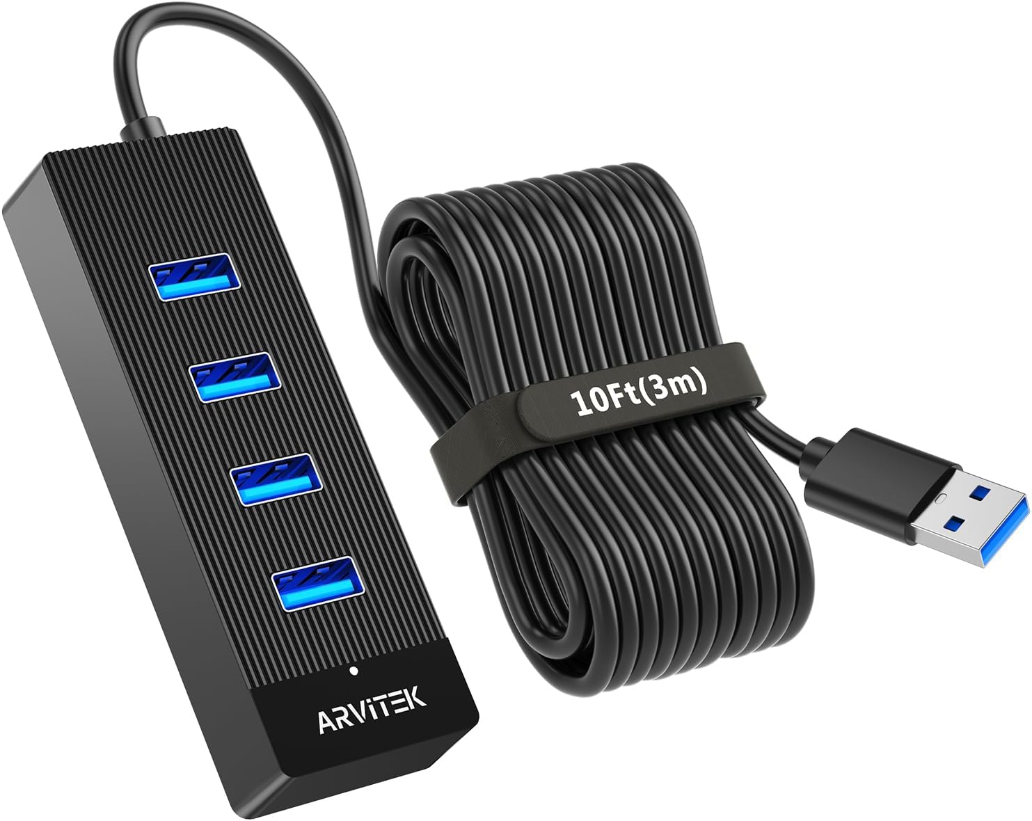 Hub USB 3.0 avec 4 Ports, 3m Hub Rallonge USB 5Gbps Haute Vitesse, Adaptateur multiport USB, répartiteur USB avec Long câble pour Ordinateur de Bureau, PC, clé USB, Disque, 3m Cable