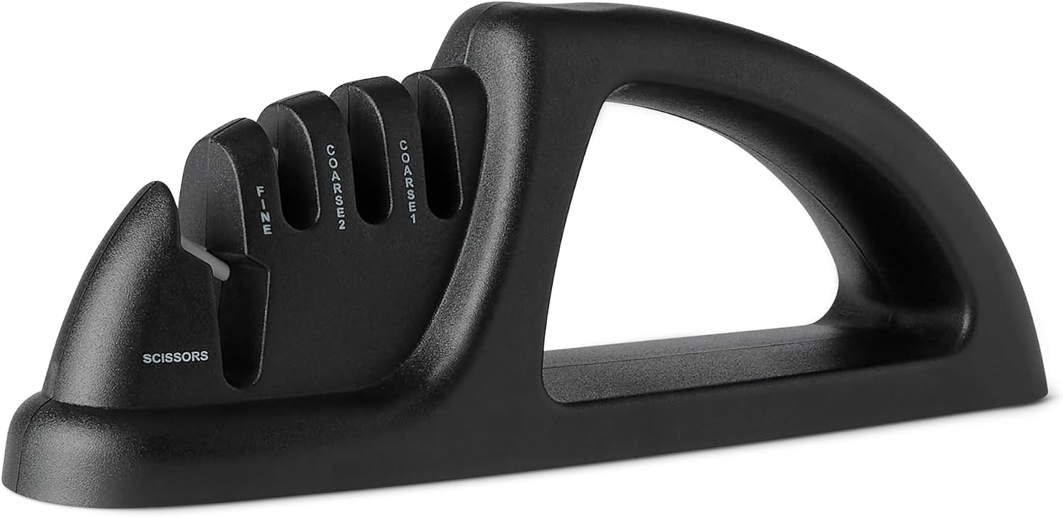 Amazon Basics Aiguiseur de Couteaux 4 en 1, Base Antidérapante, Gant de Sécurité Inclus