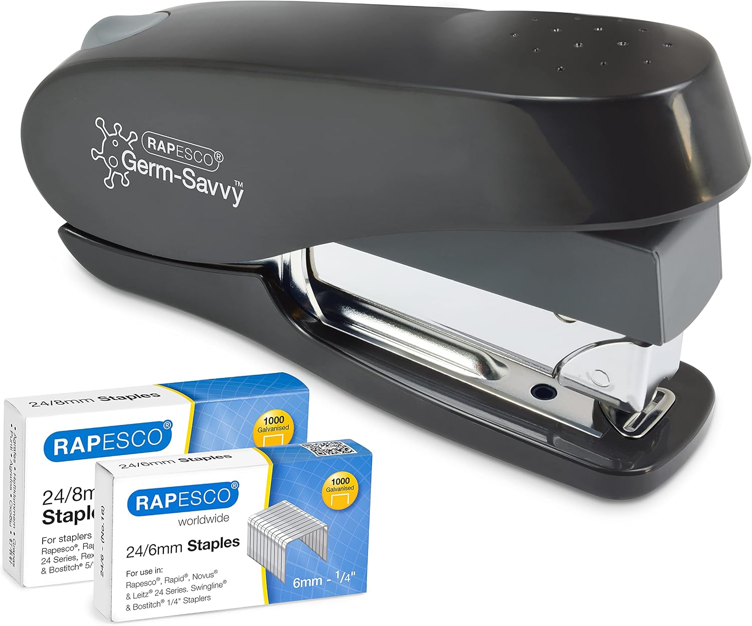 Rapesco 1623 ECO Luna Agrafeuse et ECO X5-40ps Perforateur, Noir