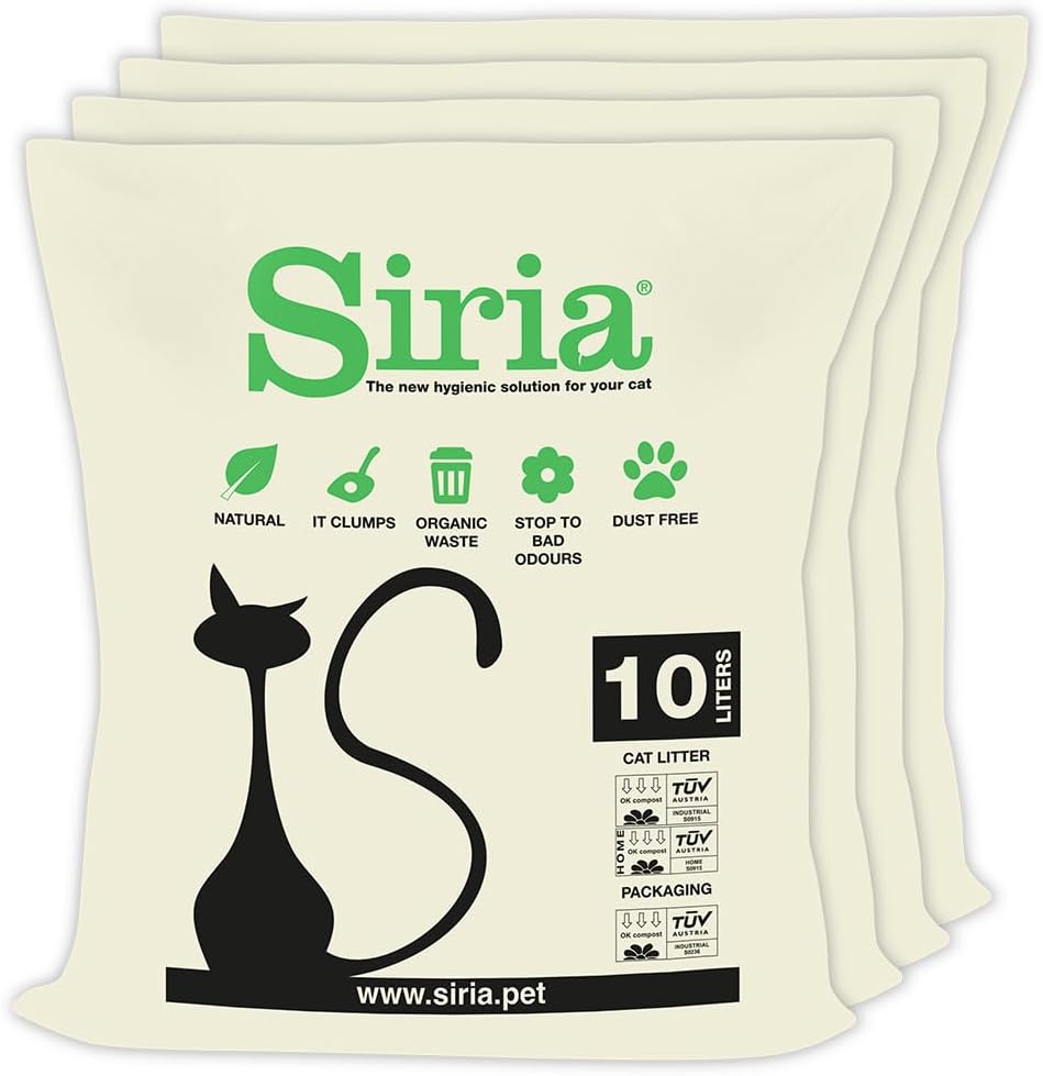 Siria 60L-Litière pour Chats Végétale et Agglomérante-Lot 6 Sacs de 10 litres