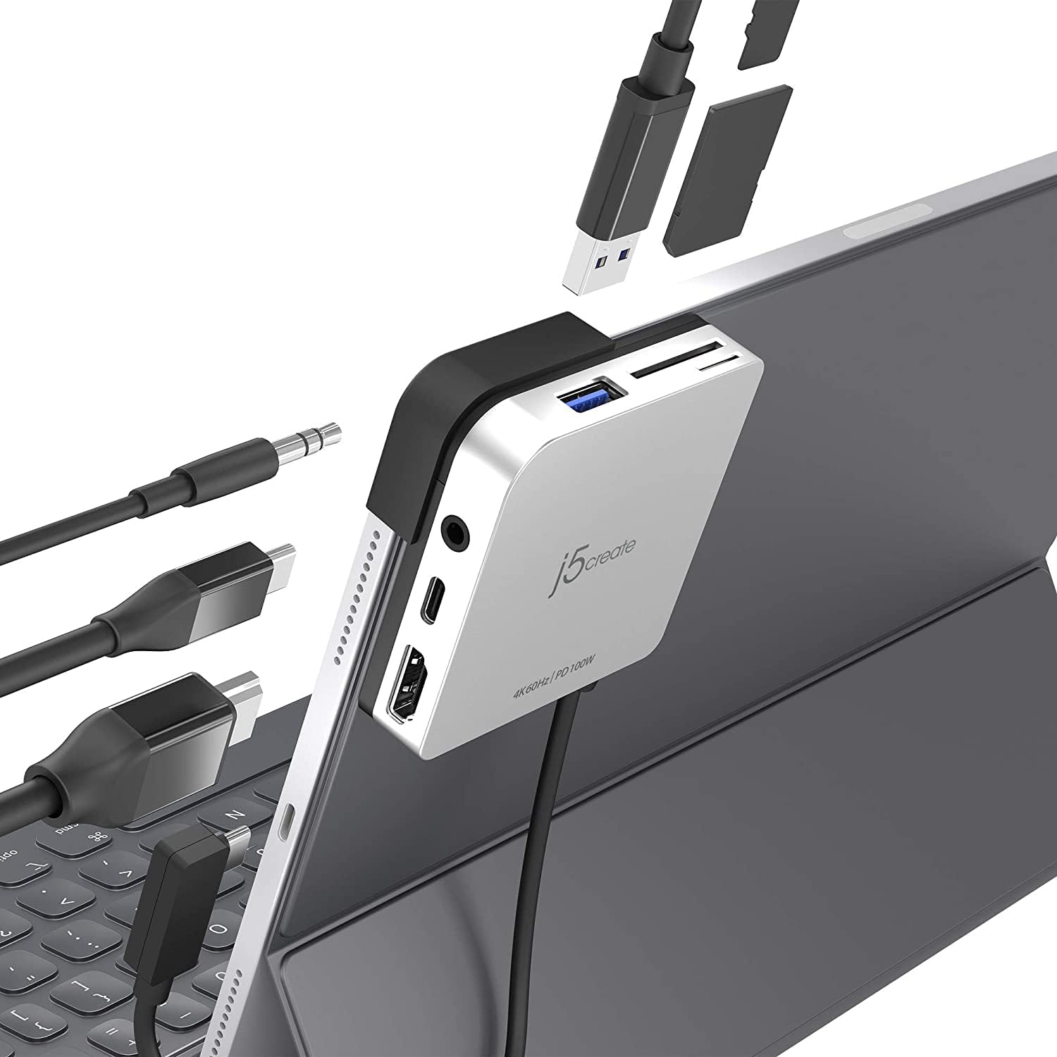 j5create Hub USB C- Station d'accueil de voyage 6-en-1 Pour iPad
