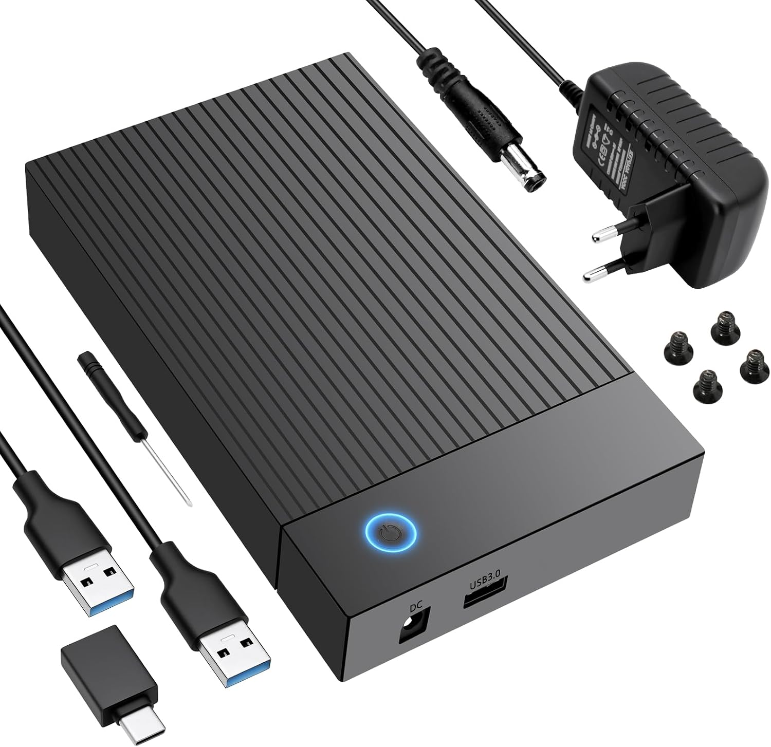 6Gbps Boitier Disque Dur 3.5, Adaptateur SATA USB pour SSD/HDD, Boitier SSD Externe 2.5"/3.5", Lecteur Disque Dur, Station d'accueil pour DisqueDur USB 3.0 SATA HDD, UASP