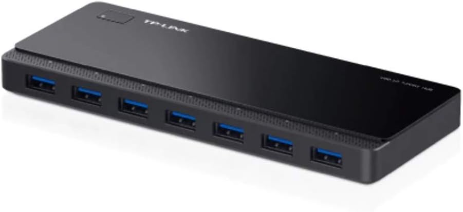 TP-Link USB 3.0 Micro B 7-Port Hub with 12V/2.5A Power Adapter and 1m USB3.0 Cable, Compatible with Windows, Mac OS X and Linux Systems (UH700), Black