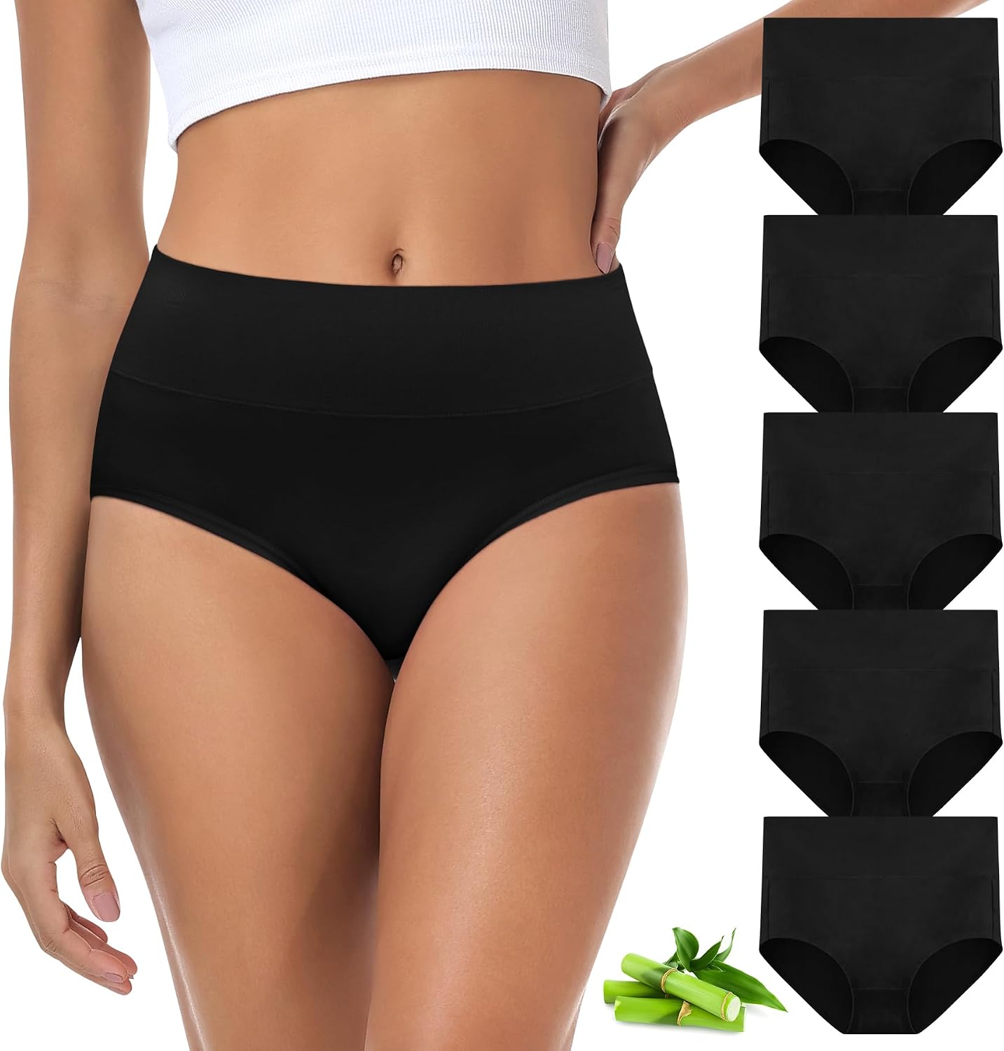 FALARY Culotte Femme Bambou Taille Haute Ventre Plat Slip Léger Lot de 5