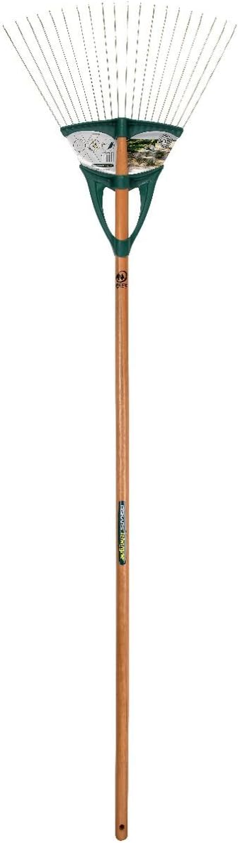 Leborgne, Balai à Gazon Xfil Émousseur 20 Dents, Duopro, Manche Bois Certifié PEFC 100% 150 cm, Fixation de la Monture polymère en 3 Points, Monture en V