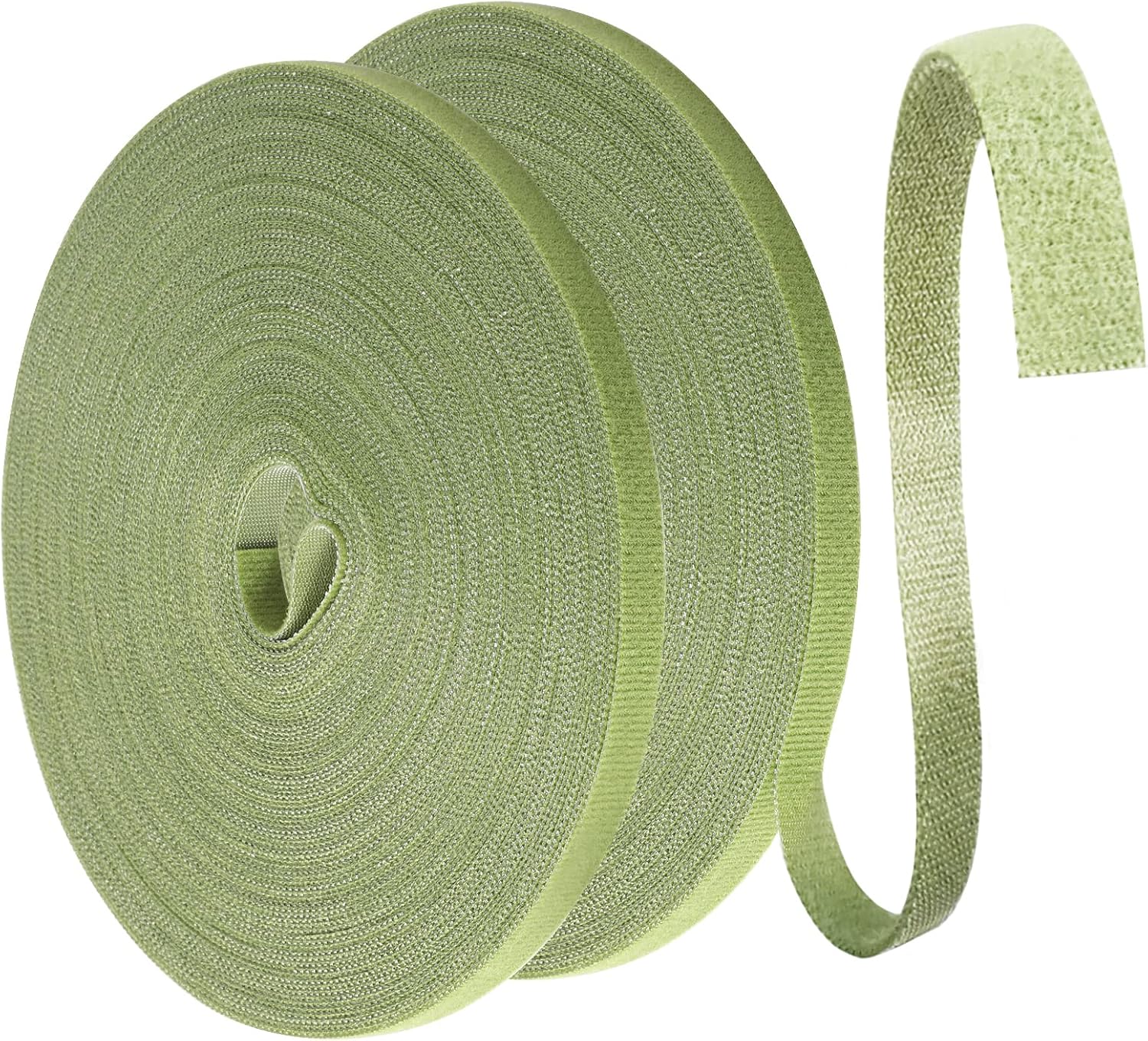 Yoosso 50m Attaches de Jardin pour Plantes, 10mm Vert Gazon Liens de Plantes Bande de Fixation Réutilisable Attache Auto Agrippante Résistant Aux Intempéries pour Plantes (25m/Rouleau)