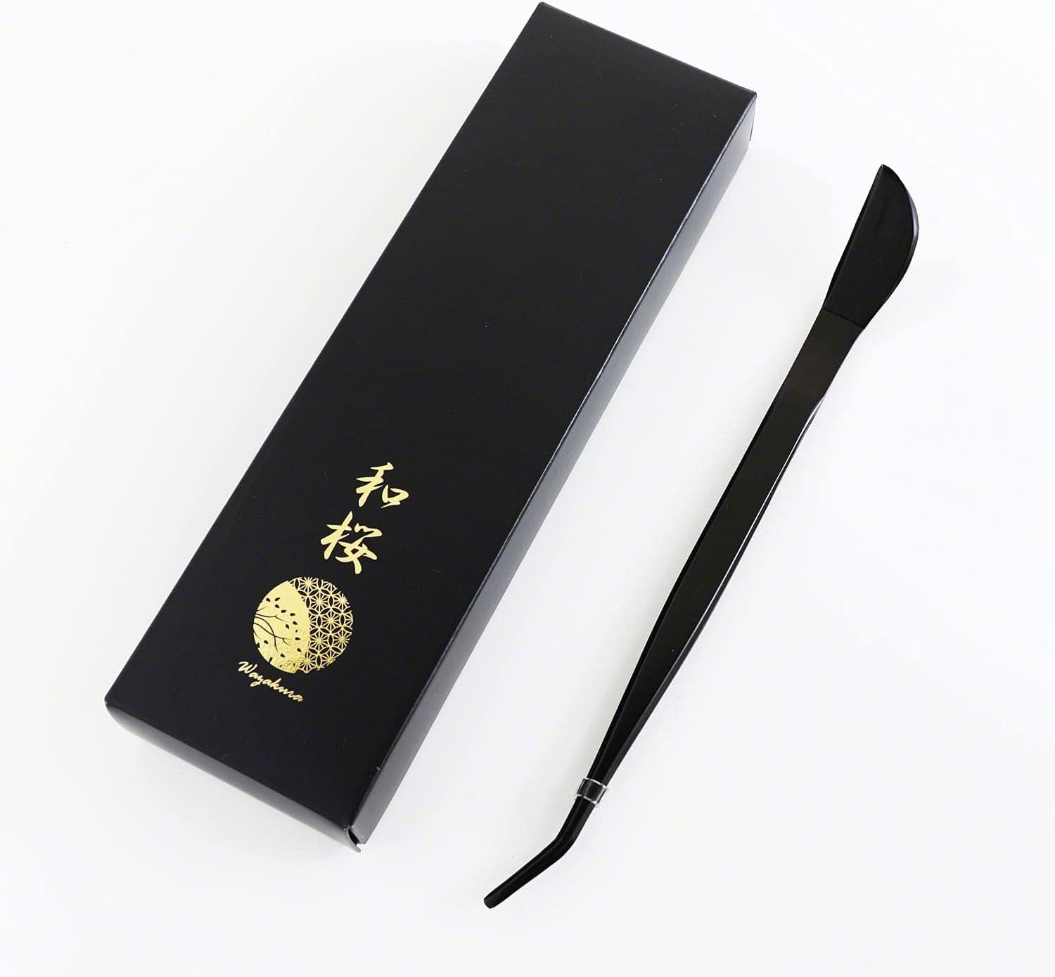 Wazakura Pince Bonsaï Courbée 220 mm avec Spatule, Inox Revêtu Noir, Japon