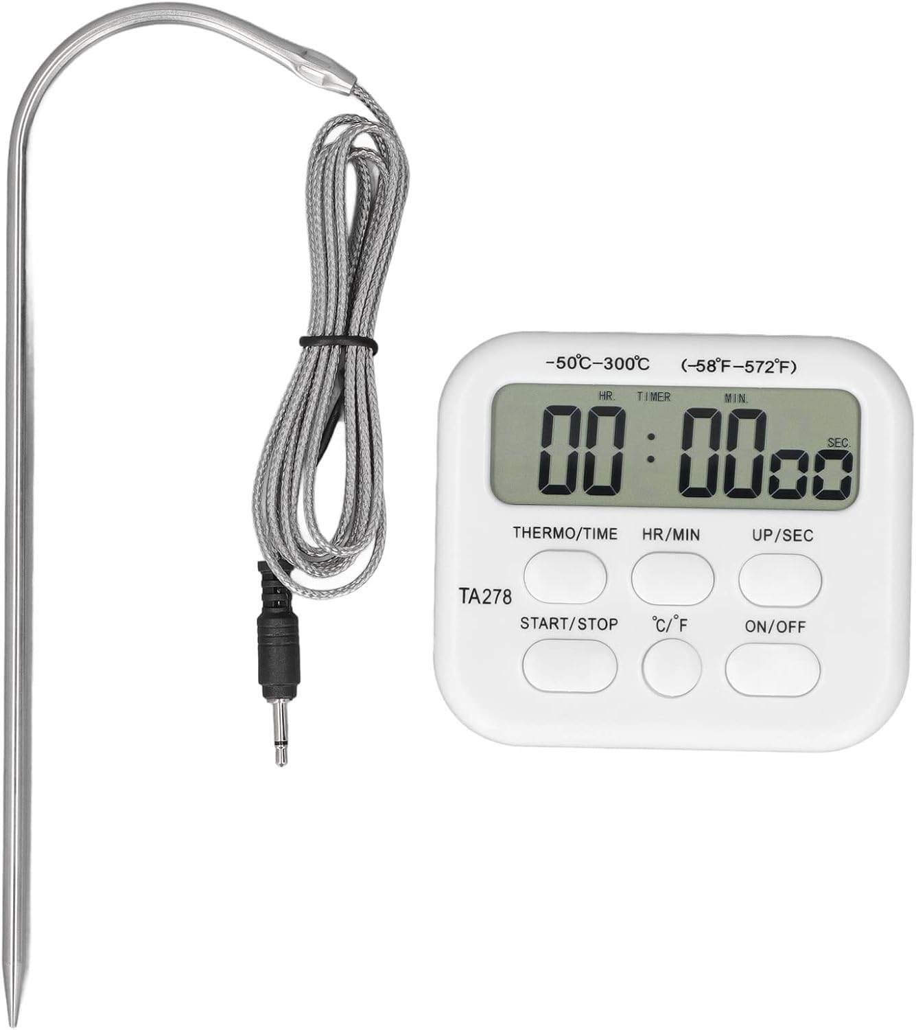 Thermomètre à Viande de Cuisson Numérique, LCD Digital Cuisson des Aliments Viande Cuisine BBQ Grill Thermomètre avec Fonction d'Alarme de Sonde pour Griller la Cuisson