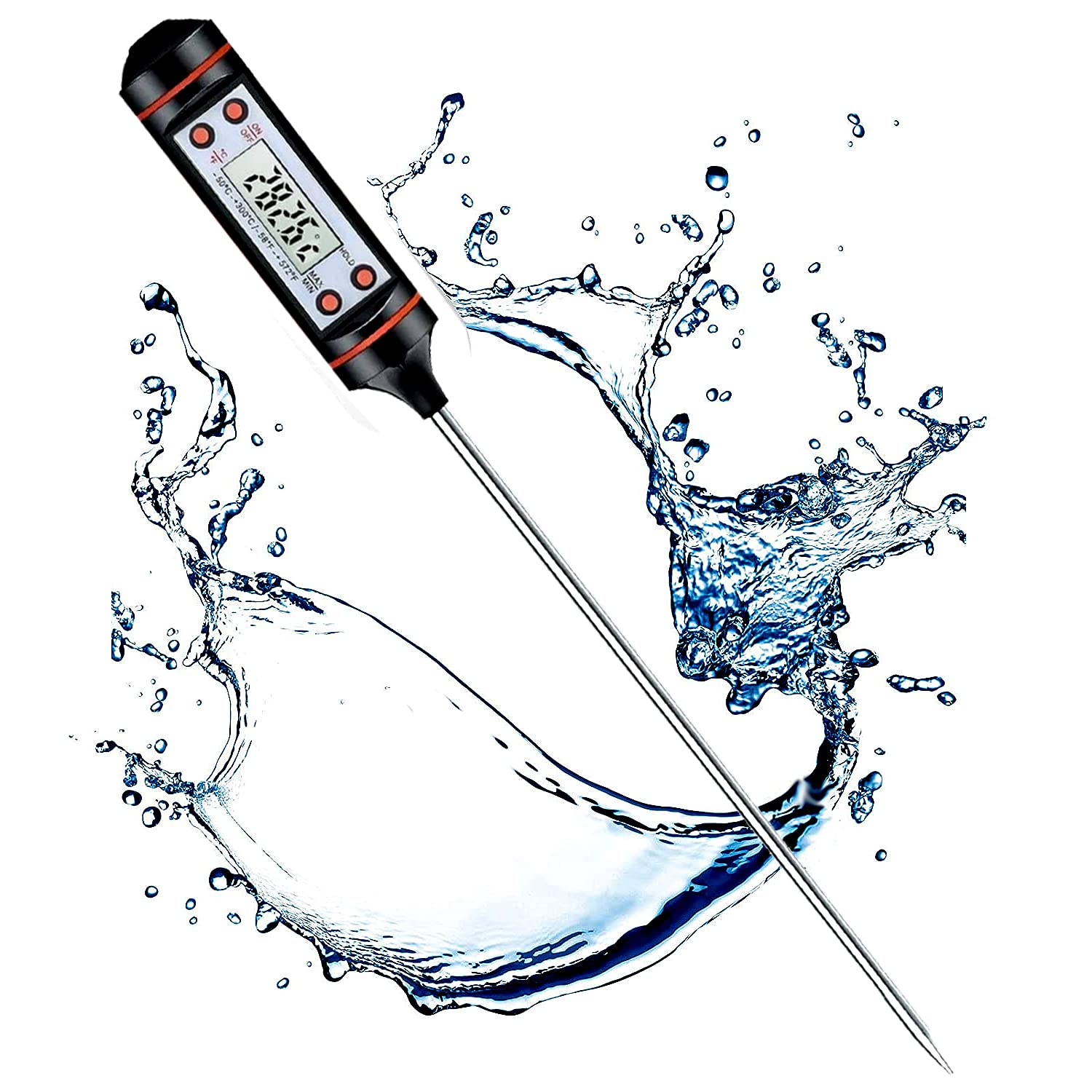 Thermomètre de cuisson numérique avec sonde de température longue, thermomètre de cuisine numérique professionnel rapide et précis pour viande, eau, liquides, aliments grillés, four, huile de